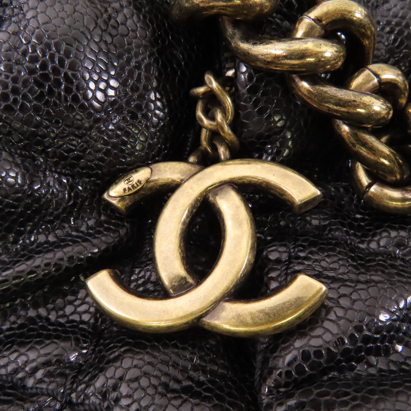 CHANEL 牛皮皮革Tote Bag金扣手挽袋