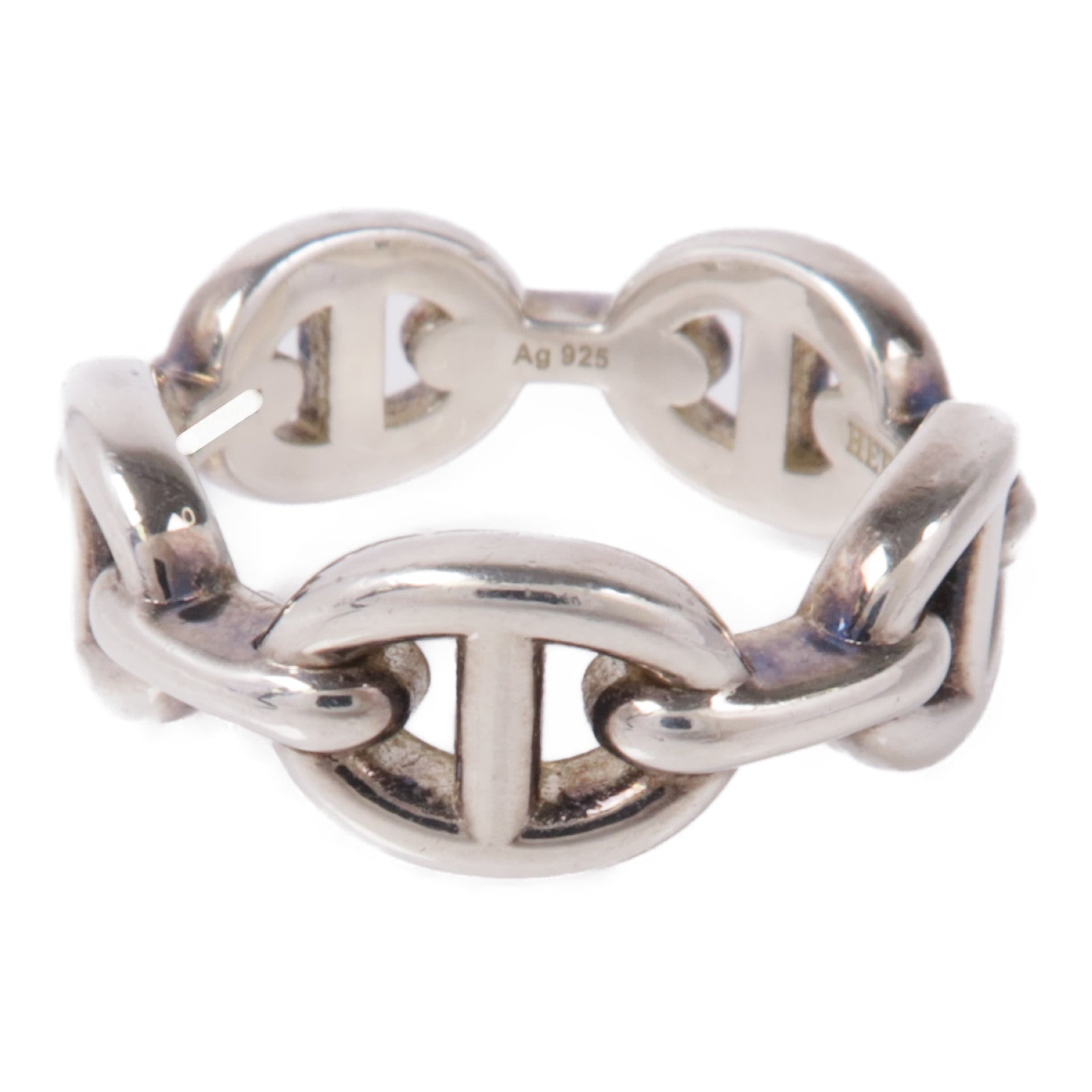 HERMES 925純銀Chaine d'ancre Enchainee ring戒指Hermes#50/US#5.25
