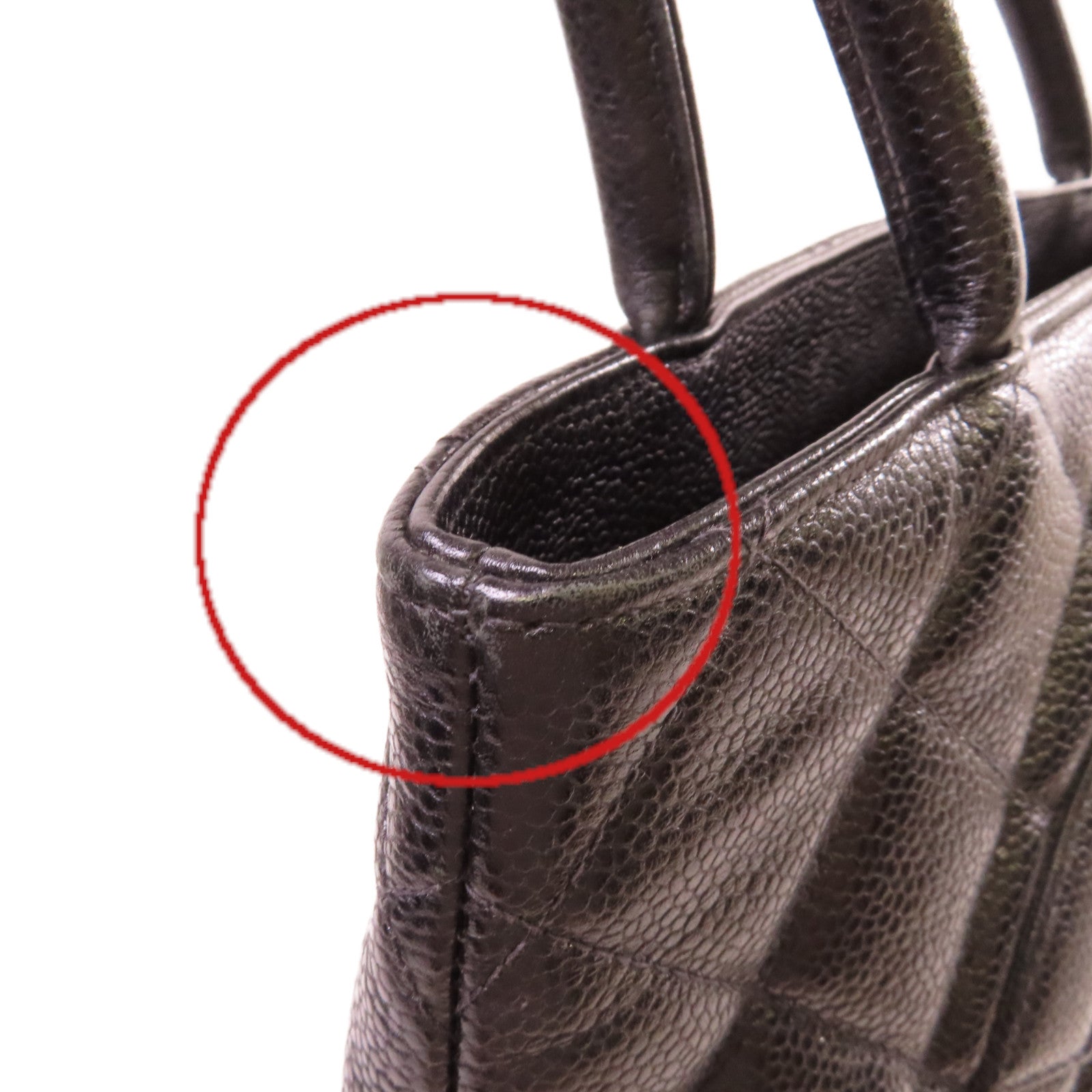 CHANEL 菱格Caviar皮革Tote Bag金扣手挽袋黑色