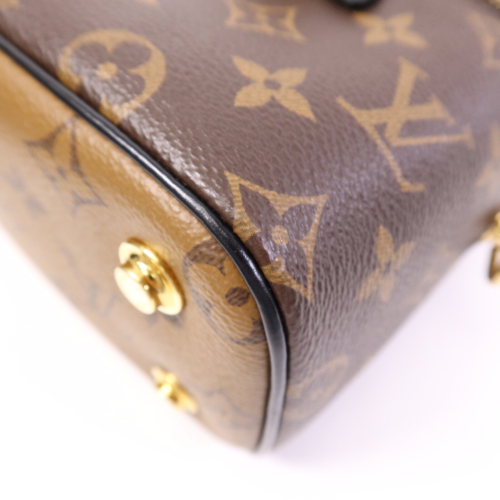 LOUIS VUITTON Monogram Reverse Vanity PM金扣手挽肩背兩用袋棕色