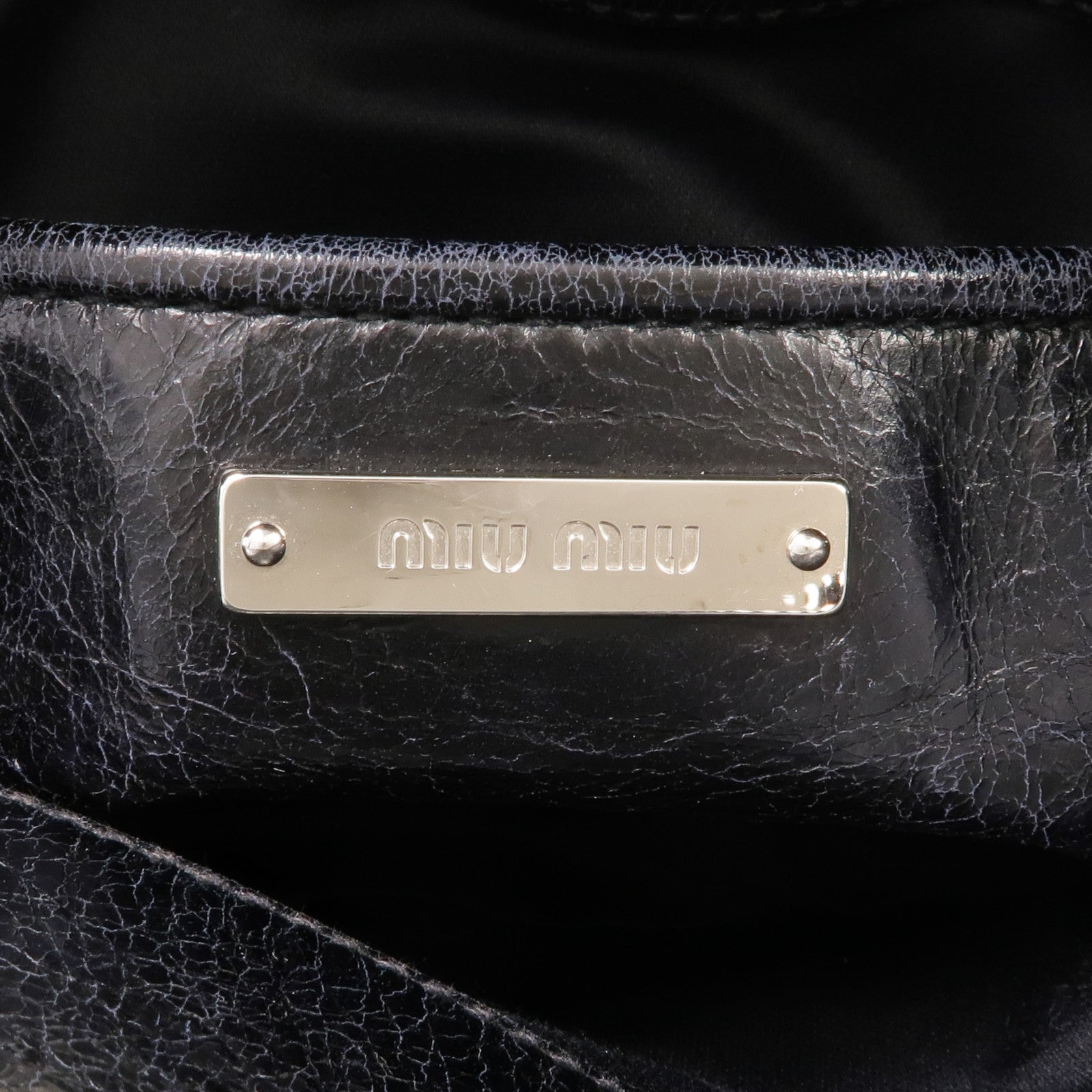 Miu Miu 牛皮皮革2 Way Shoulder銀扣手挽肩背兩用袋