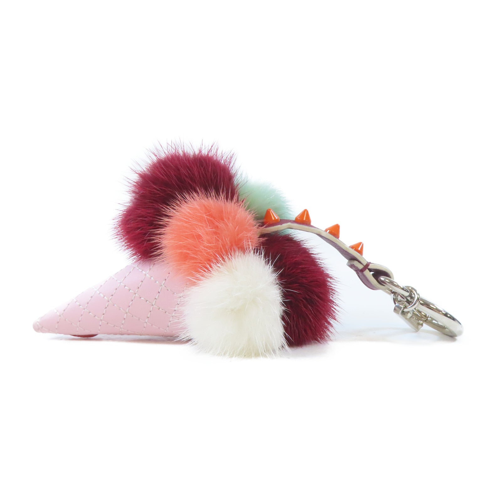 FENDI 毛茸/皮革Key Holder銀扣鎖匙扣粉紅色/紅色/白色/橙色/綠色