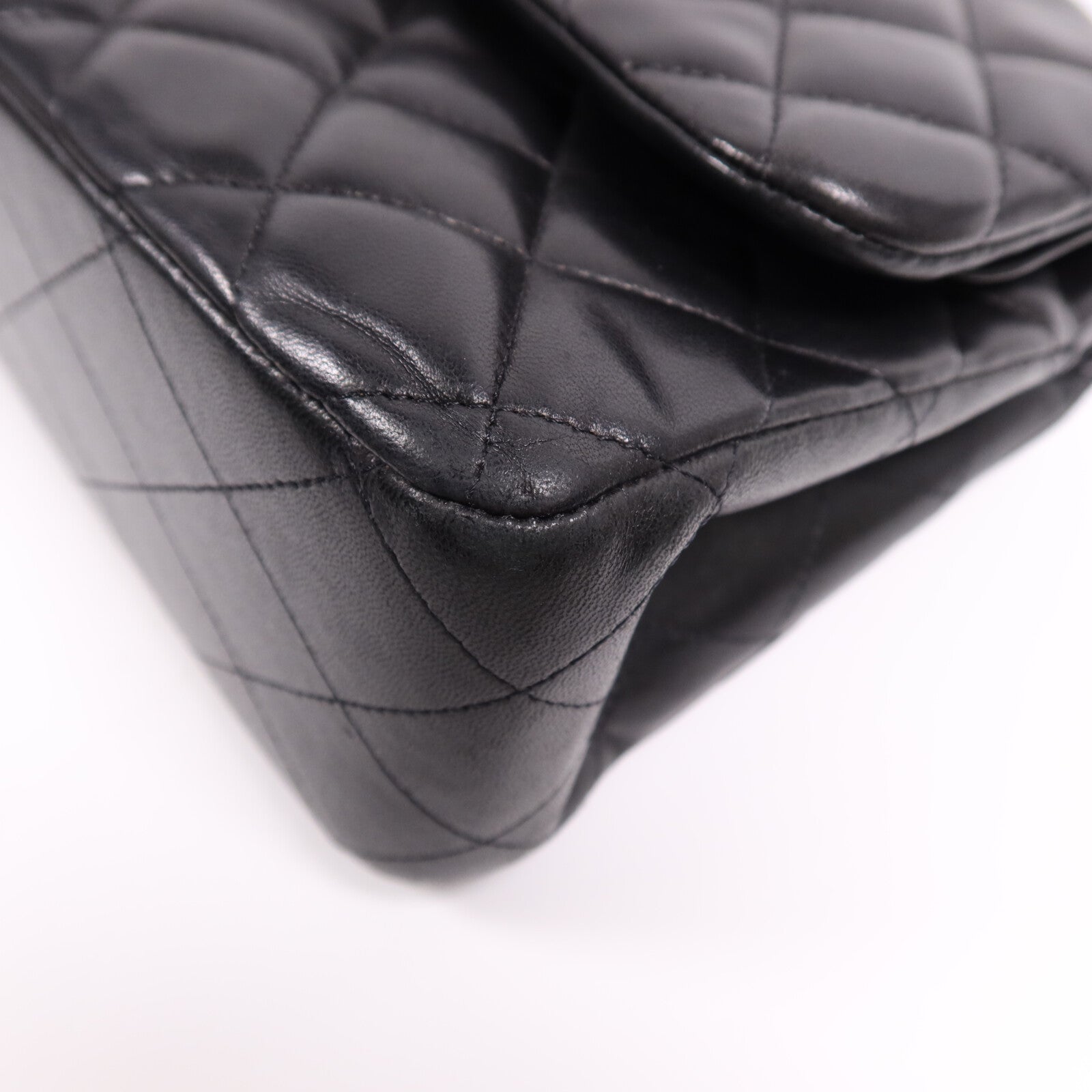 CHANEL 羊皮皮革Large Classic銀扣鏈帶肩背袋