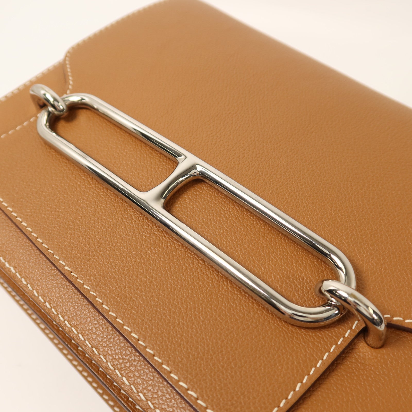 HERMES Evercolor皮革Roulis 23銀扣肩背袋Gold