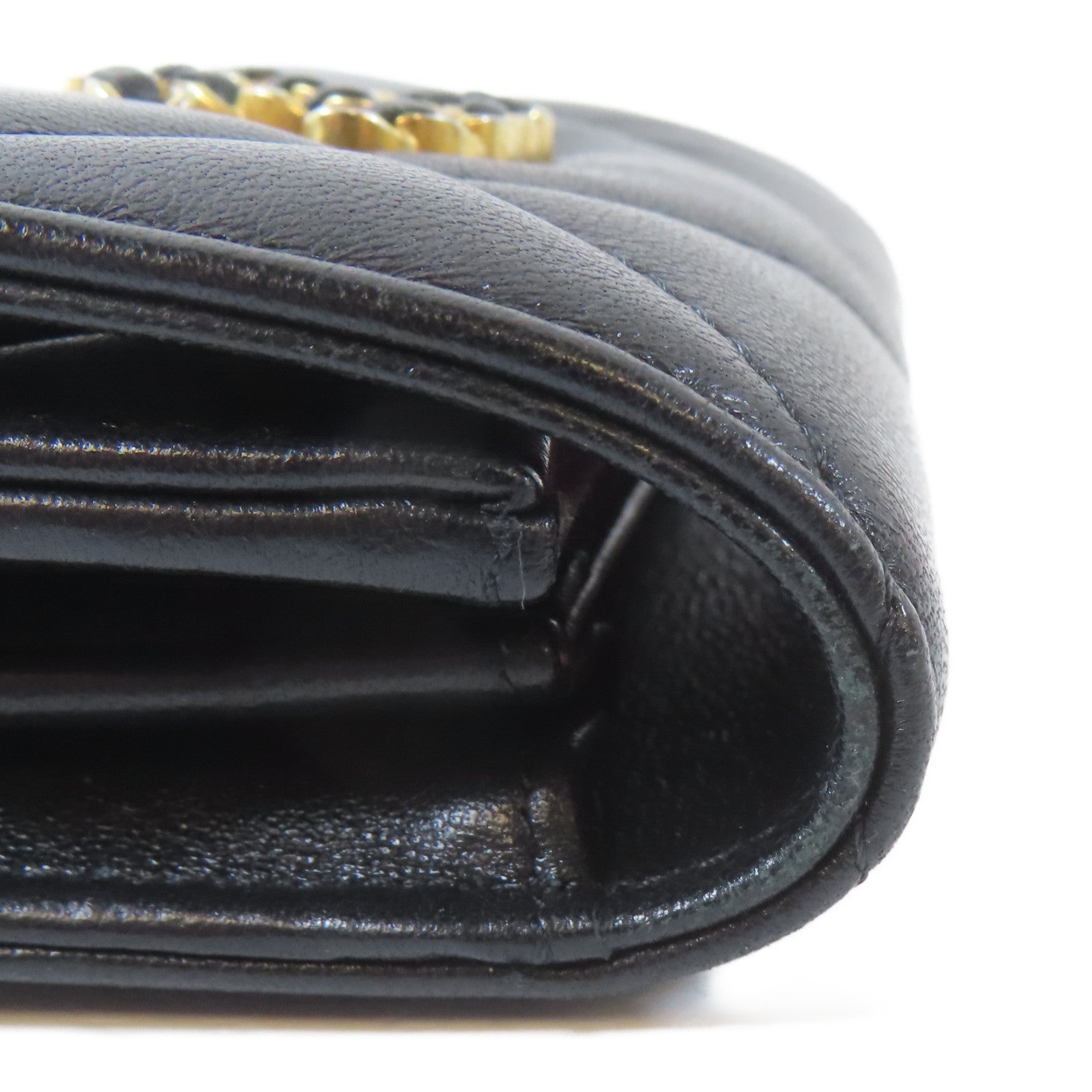 CHANEL 菱格羊皮皮革19 Card Case金扣卡片套黑色