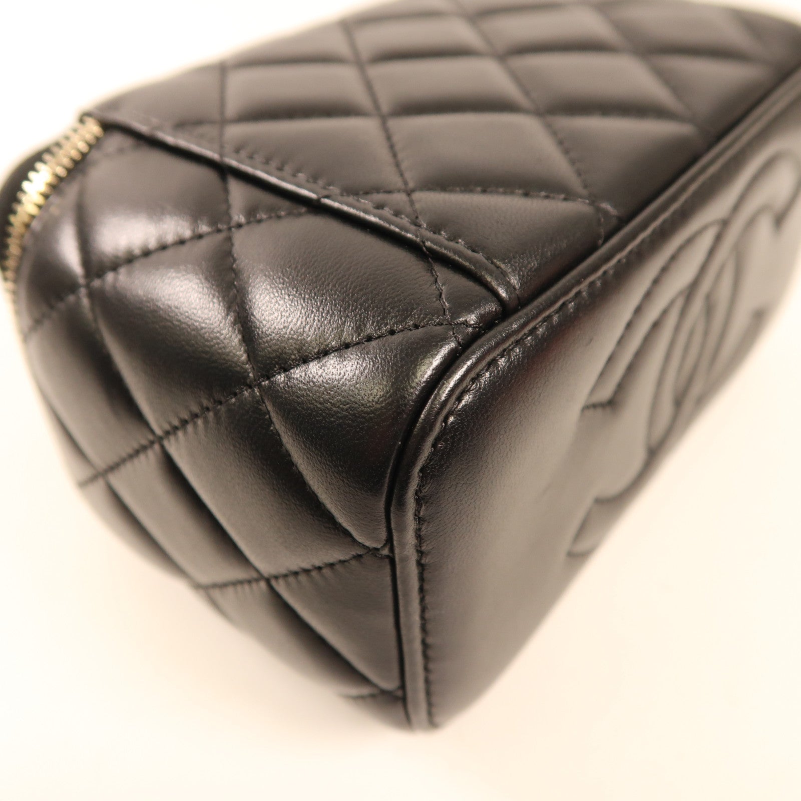 CHANEL 羊皮皮革Vanity Case銀扣手挽肩背兩用袋