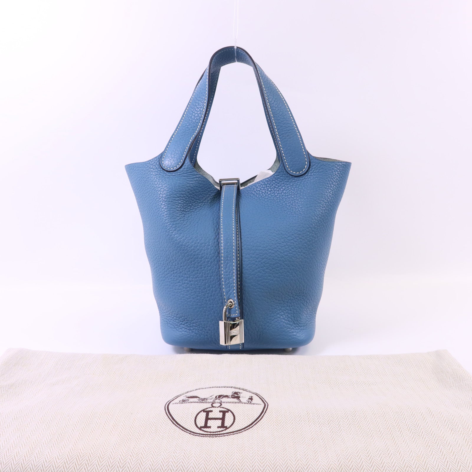 HERMES Clemence皮革Picotin PM銀扣手挽袋