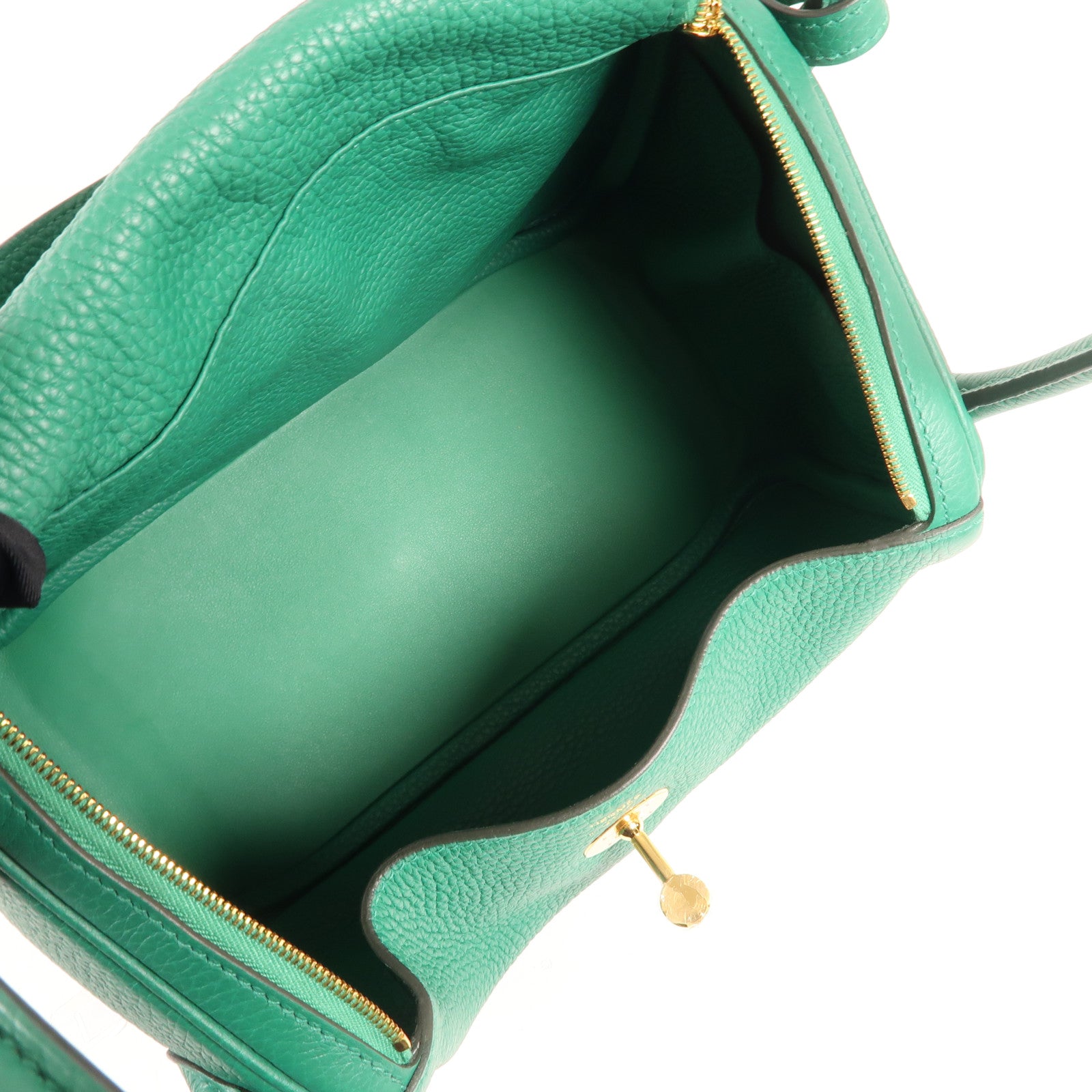 HERMES 【激減優惠】Clemence皮革Lindy 26金扣手挽肩背兩用袋Vert Vertigo