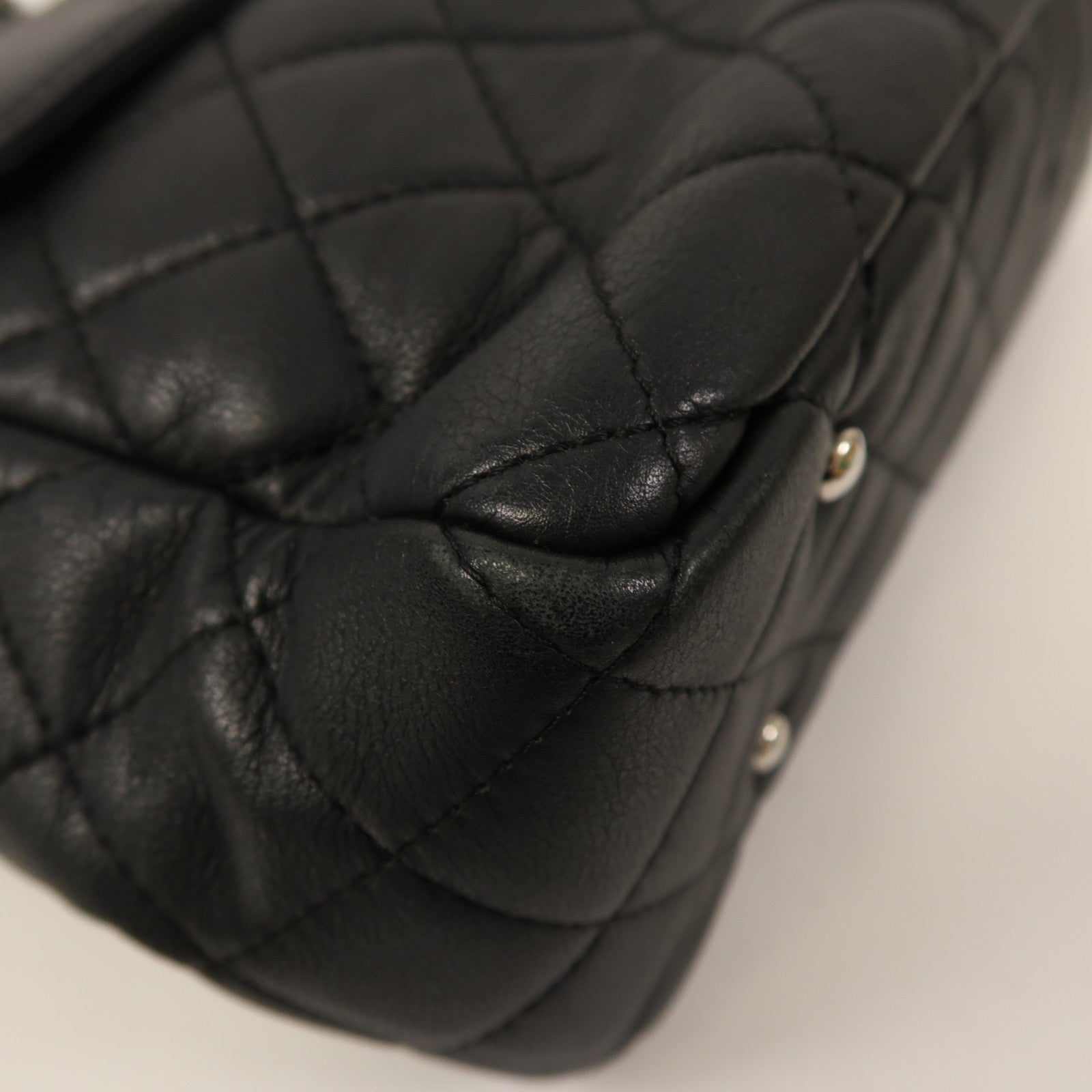 CHANEL 牛皮皮革2 Way Shoulder銀扣手挽肩背兩用袋黑色