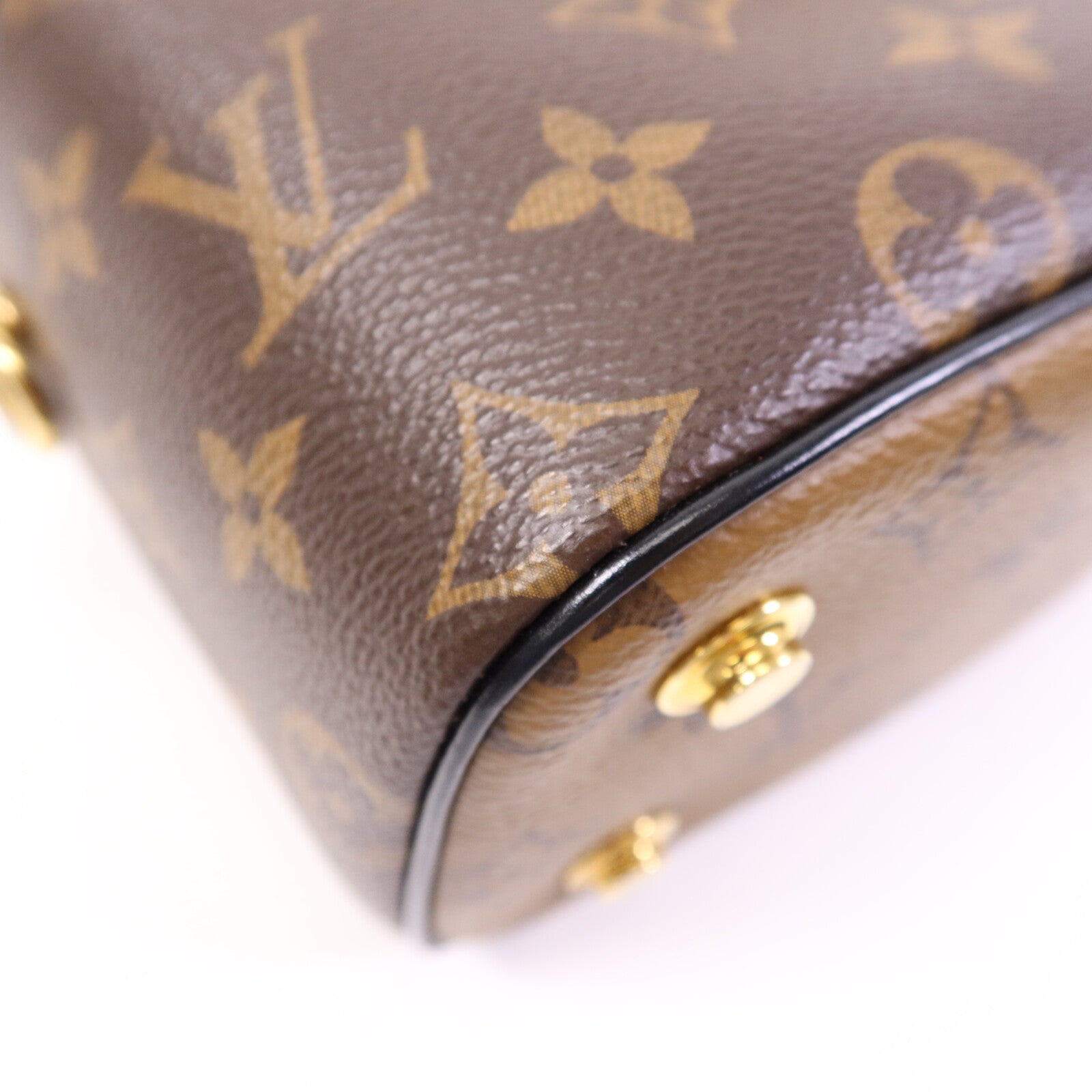 LOUIS VUITTON Monogram Reverse Vanity PM金扣手挽肩背兩用袋棕色