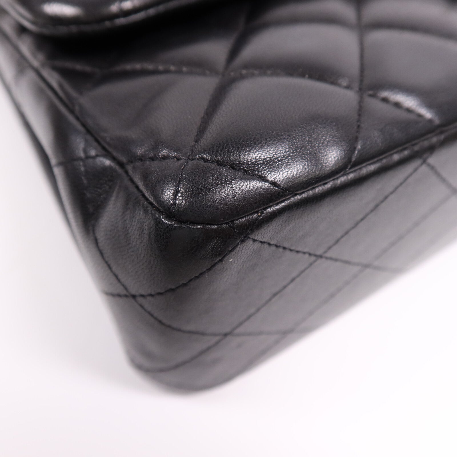 CHANEL 羊皮皮革Large Classic銀扣鏈帶肩背袋