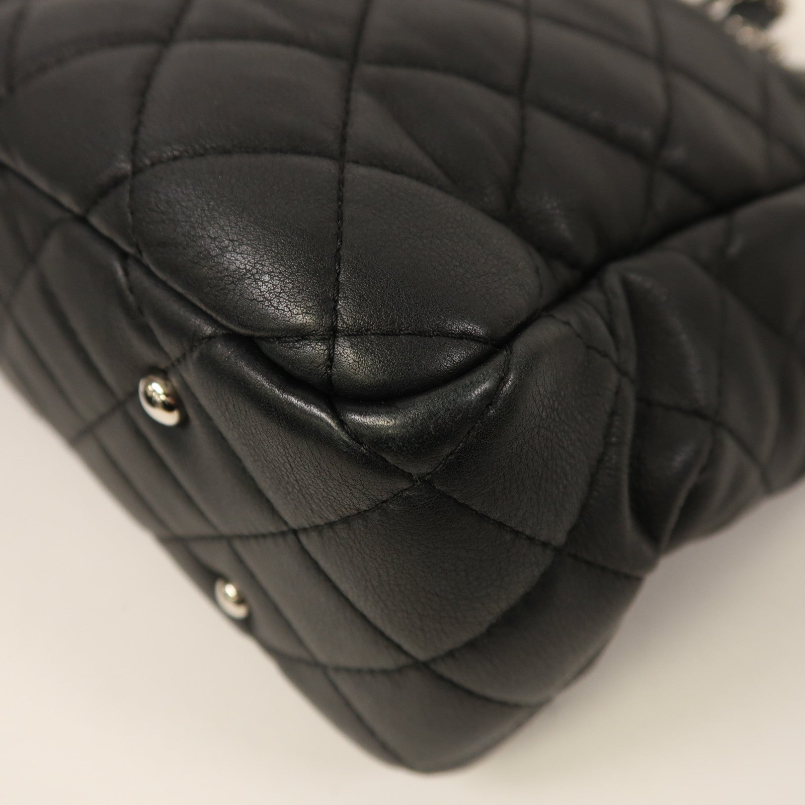 CHANEL 牛皮皮革2 Way Shoulder銀扣手挽肩背兩用袋黑色
