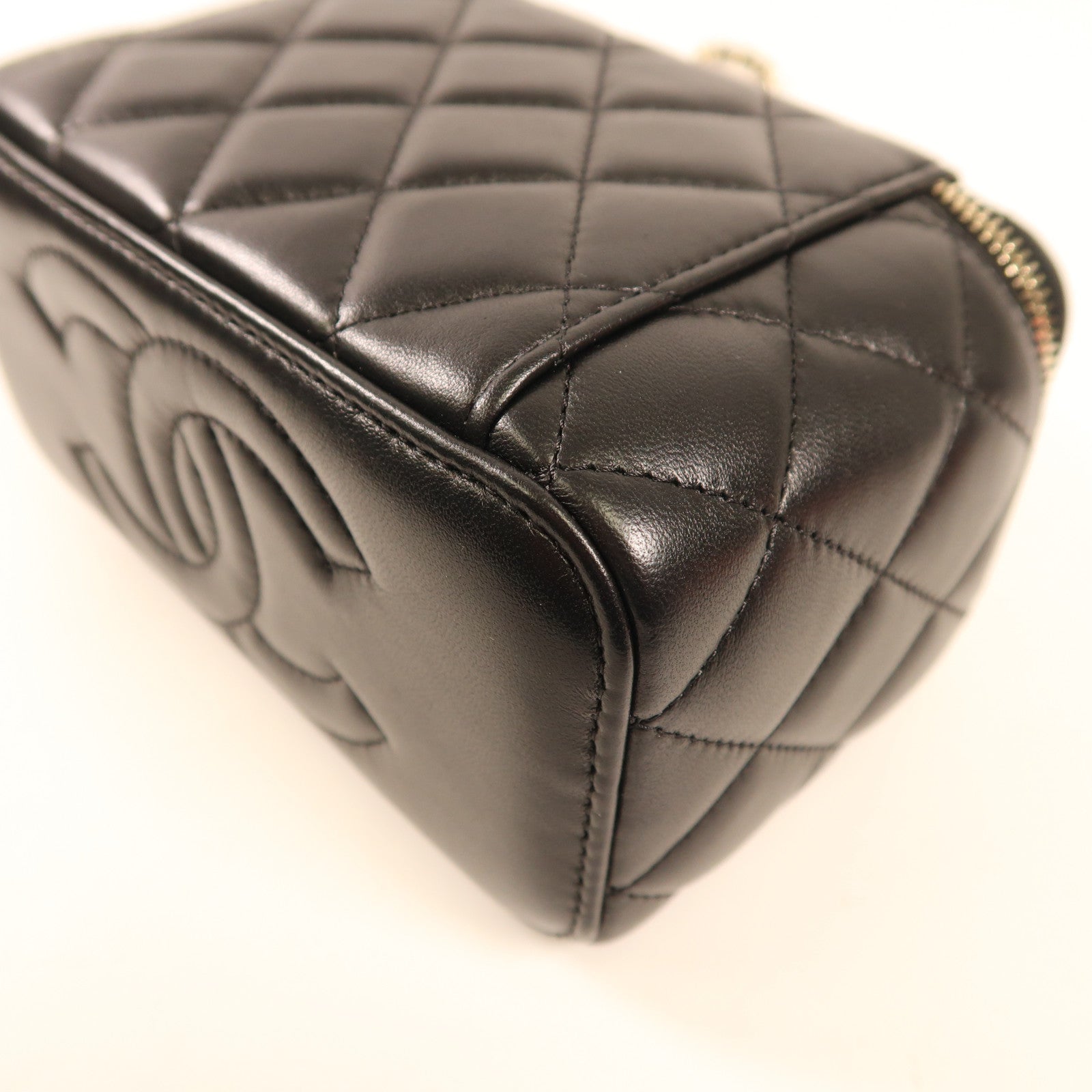 CHANEL 羊皮皮革Vanity Case銀扣手挽肩背兩用袋