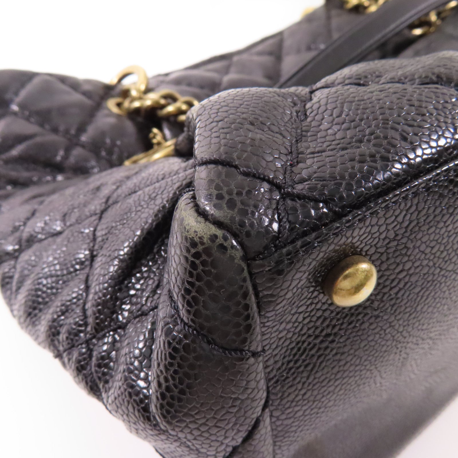 CHANEL 牛皮皮革Tote Bag金扣手挽袋