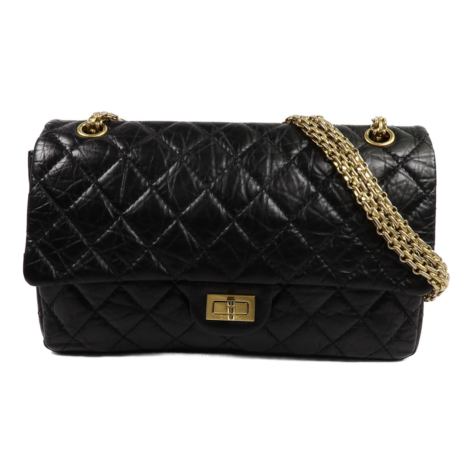 CHANEL 牛皮皮革2.55 Medium鏈帶肩背袋