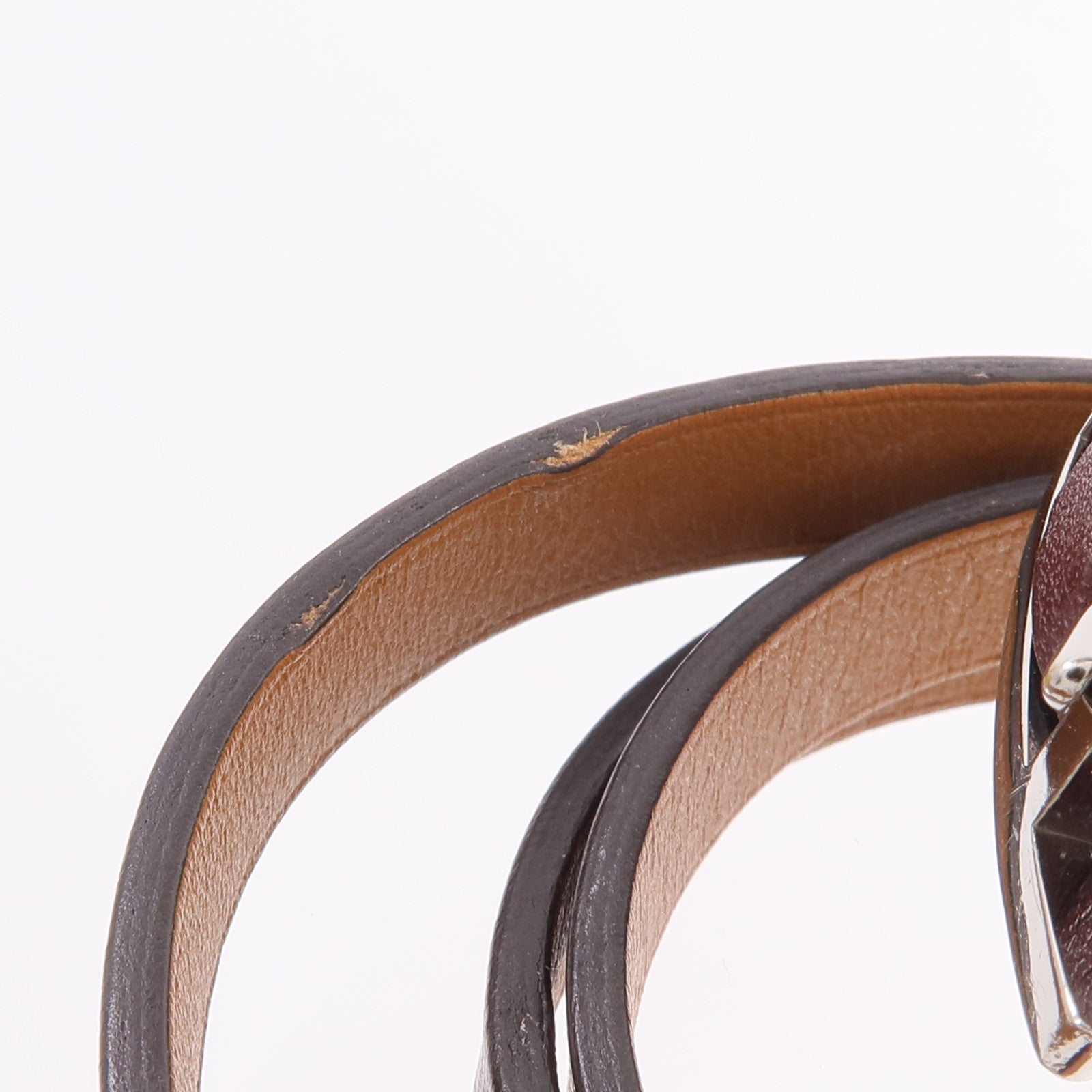 HERMES Swift皮革Behapi Triple Tour Bracelet手帶Rouge H/Fauve