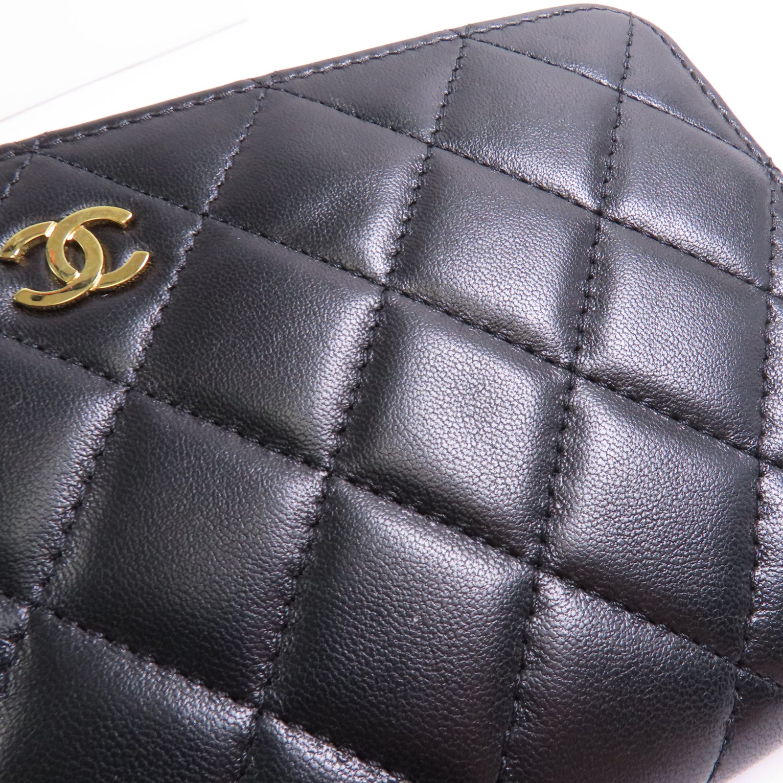 CHANEL 羊皮皮革Long Wallet金扣長錢包