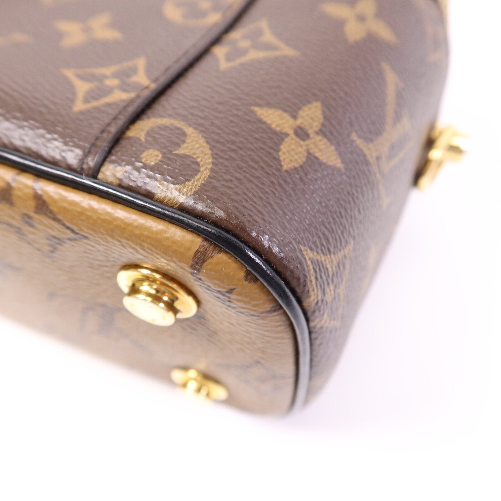 LOUIS VUITTON Monogram Reverse Vanity PM金扣手挽肩背兩用袋棕色