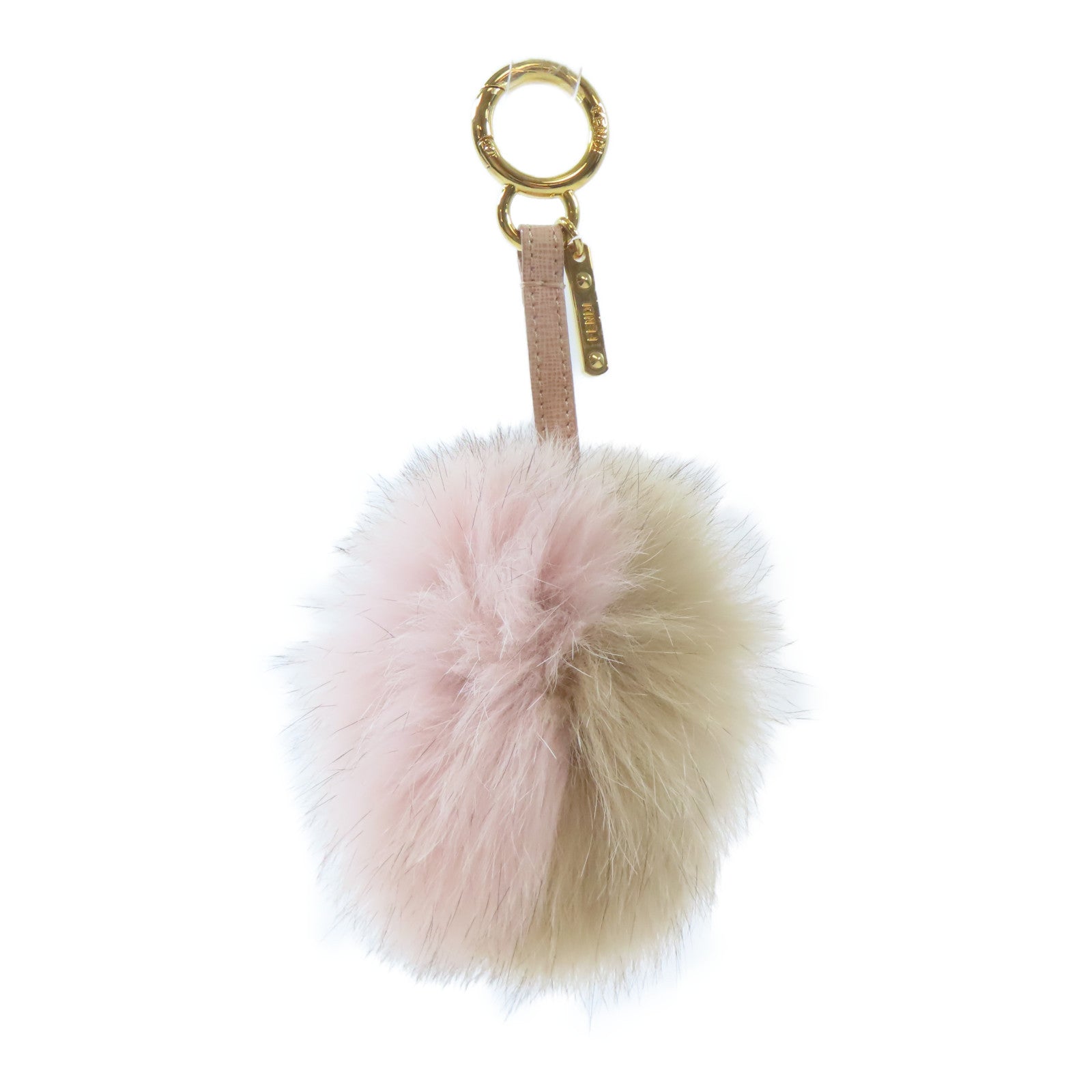 FENDI 【激減優惠】毛茸/皮革Key Holder金扣鎖匙扣粉紅色/淺褐色