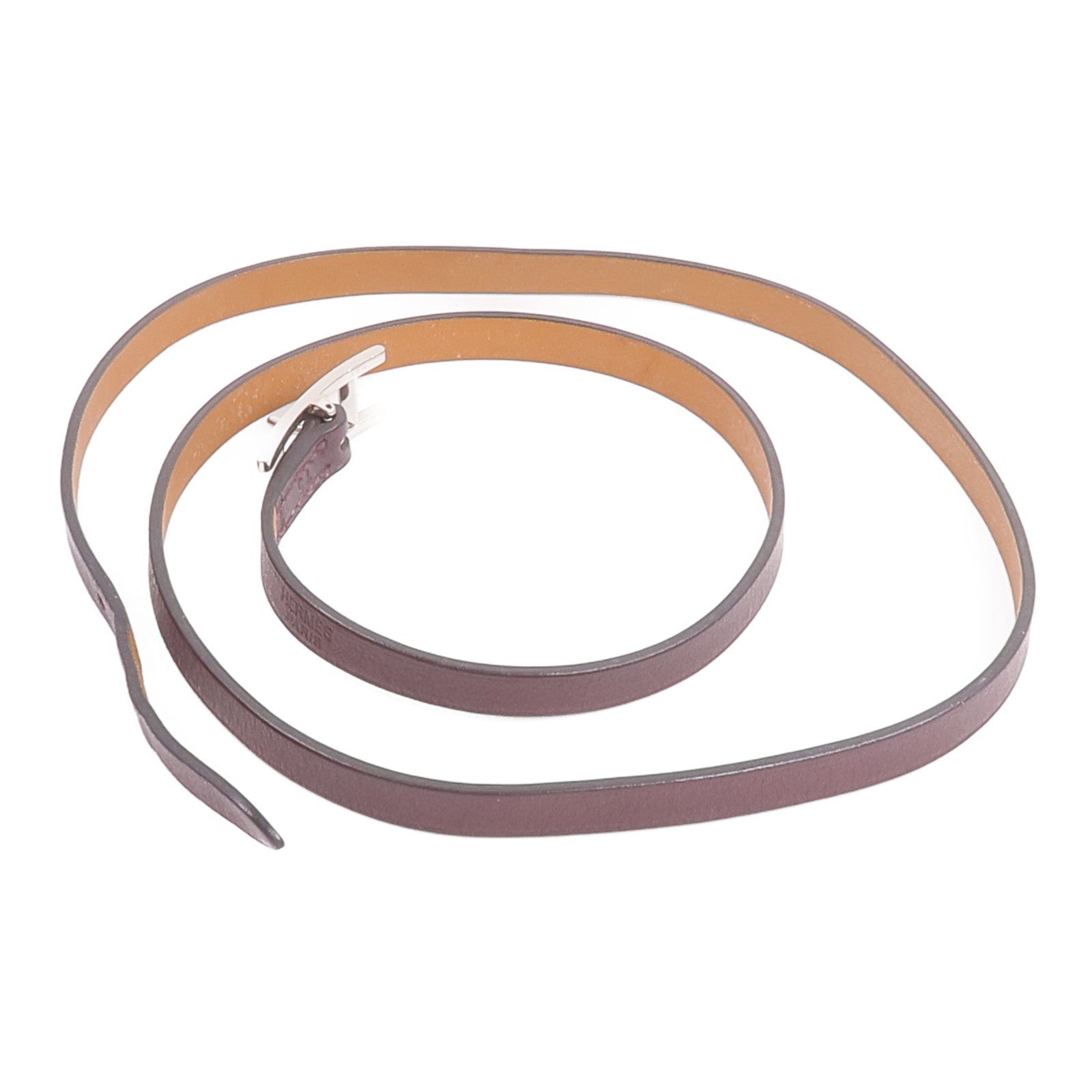 HERMES Swift皮革Behapi Triple Tour Bracelet手帶Rouge H/Fauve
