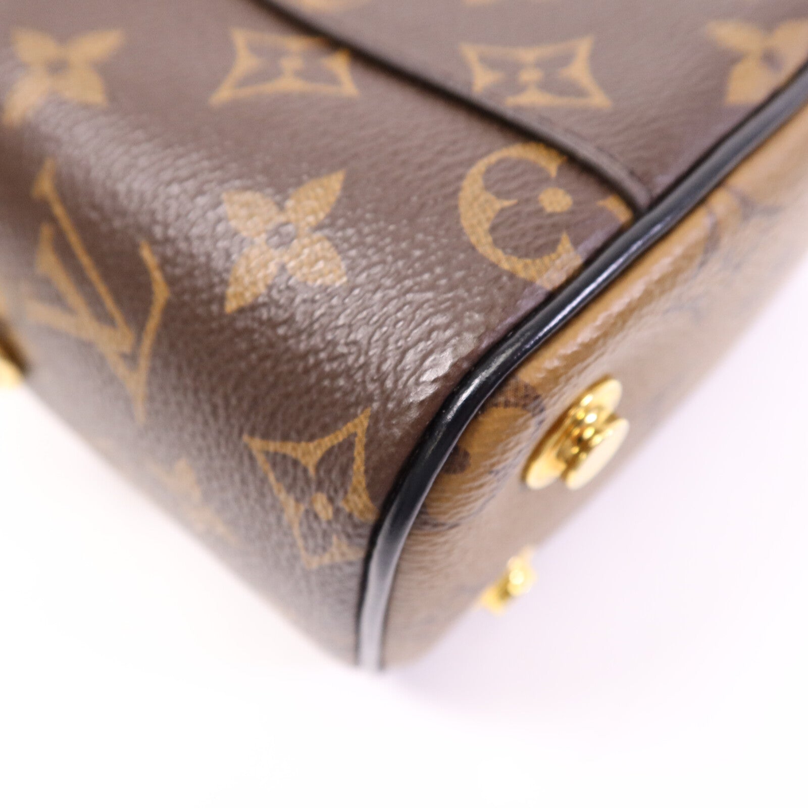 LOUIS VUITTON Monogram Reverse Vanity PM金扣手挽肩背兩用袋棕色