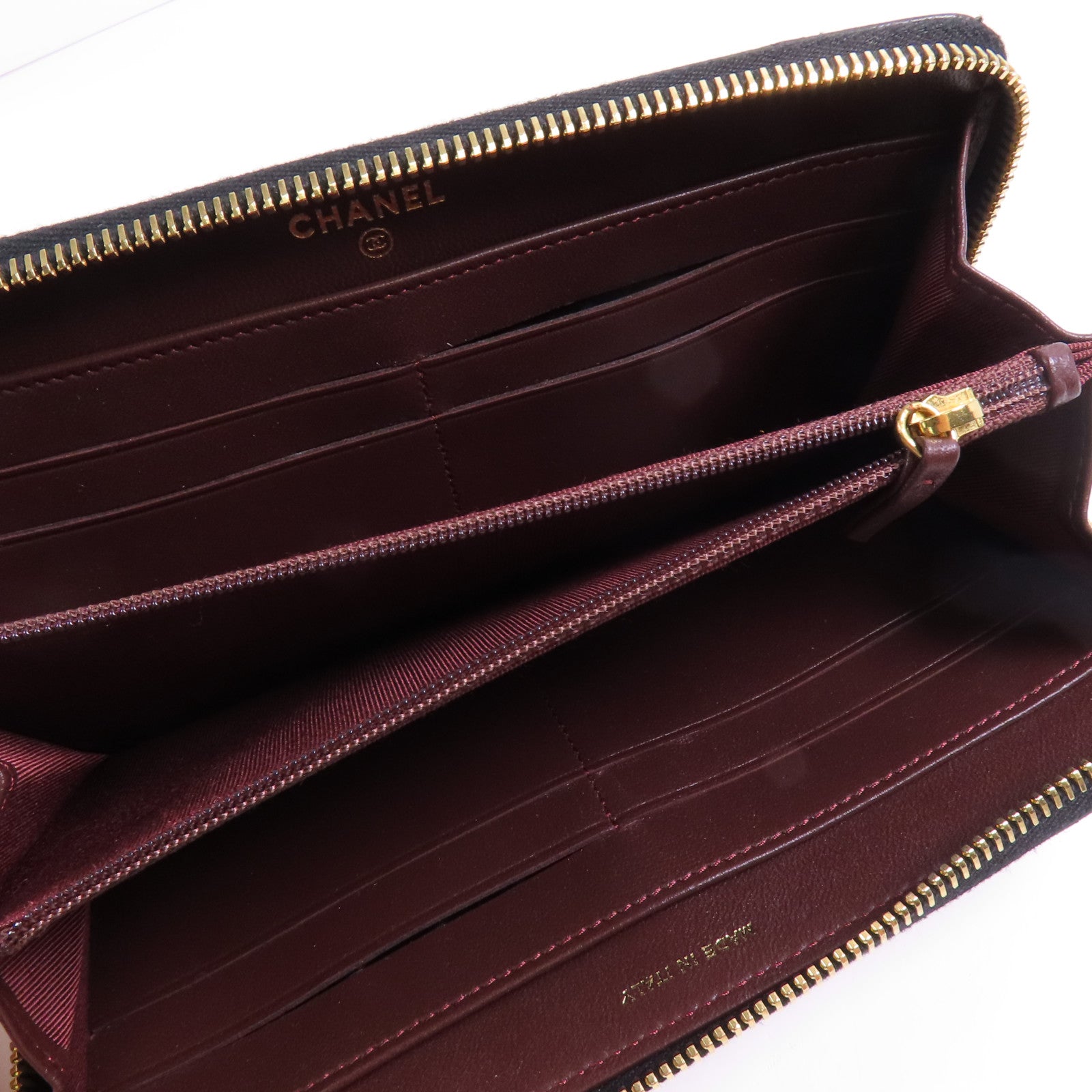 CHANEL 羊皮皮革Long Wallet金扣長錢包