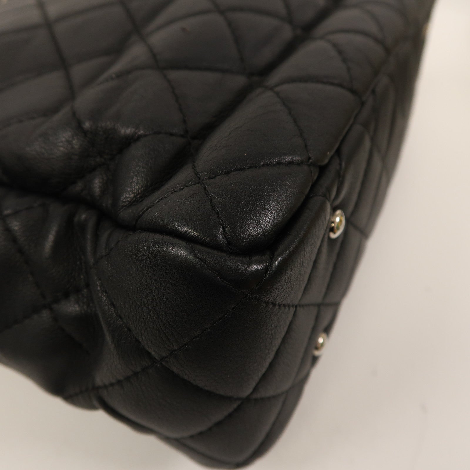 CHANEL 牛皮皮革2 Way Shoulder銀扣手挽肩背兩用袋黑色