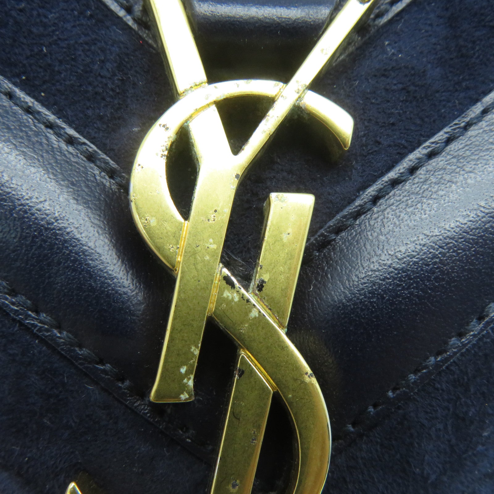 SAINT LAURENT 牛皮皮革/麂皮皮革College Medium金扣手挽肩背兩用袋藍色