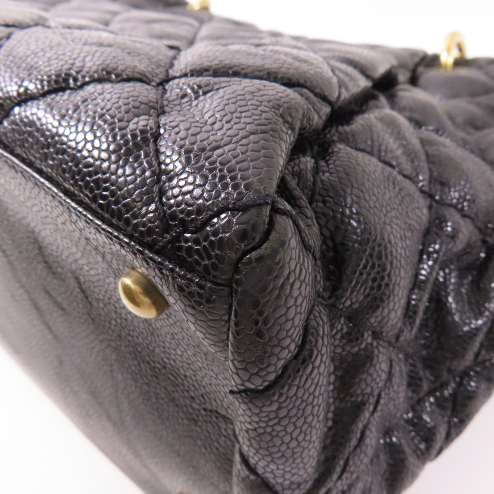 CHANEL 牛皮皮革Tote Bag金扣手挽袋