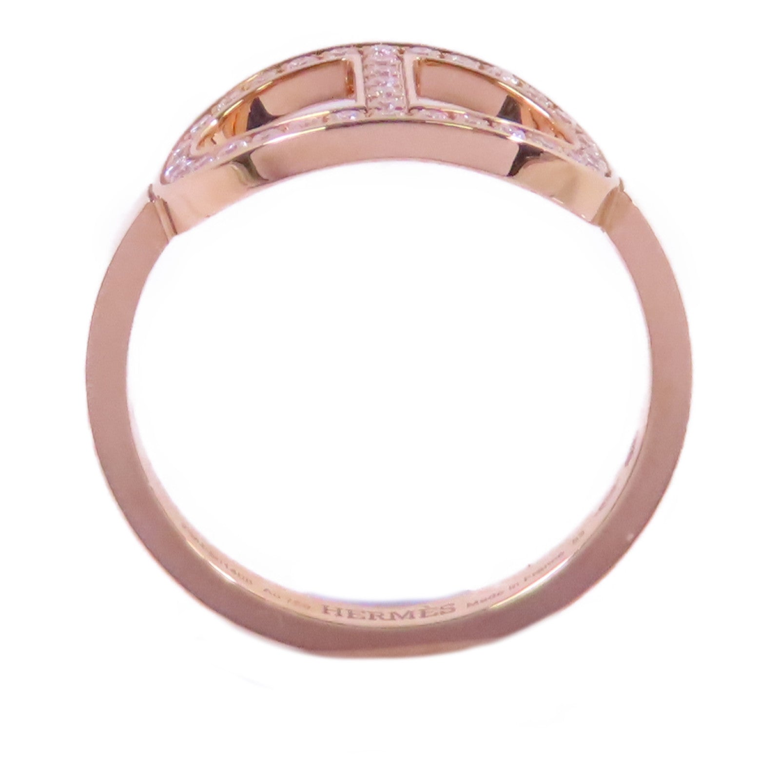 HERMES 18K玫瑰金/鑽石Chaine D Ancre Contour Diamond Ring戒指#53/US#6.25