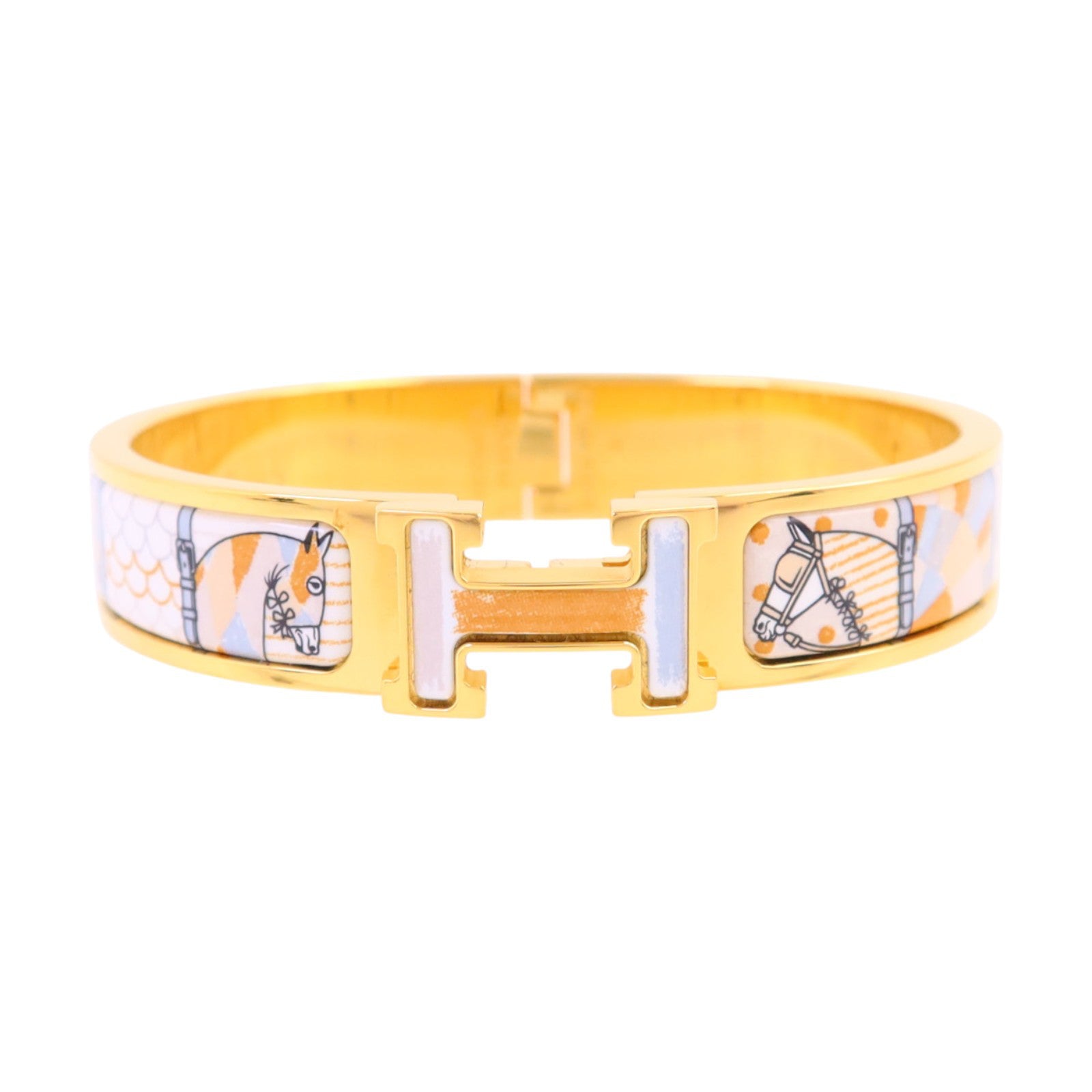 HERMES 金屬/琺瑯Armreif Clic H Bracelet金扣手鏈