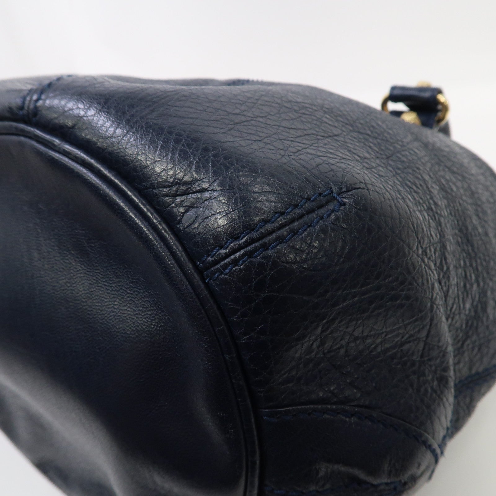 BALENCIAGA 牛皮皮革Giant Mini Pompon金扣手挽肩背兩用袋藍色