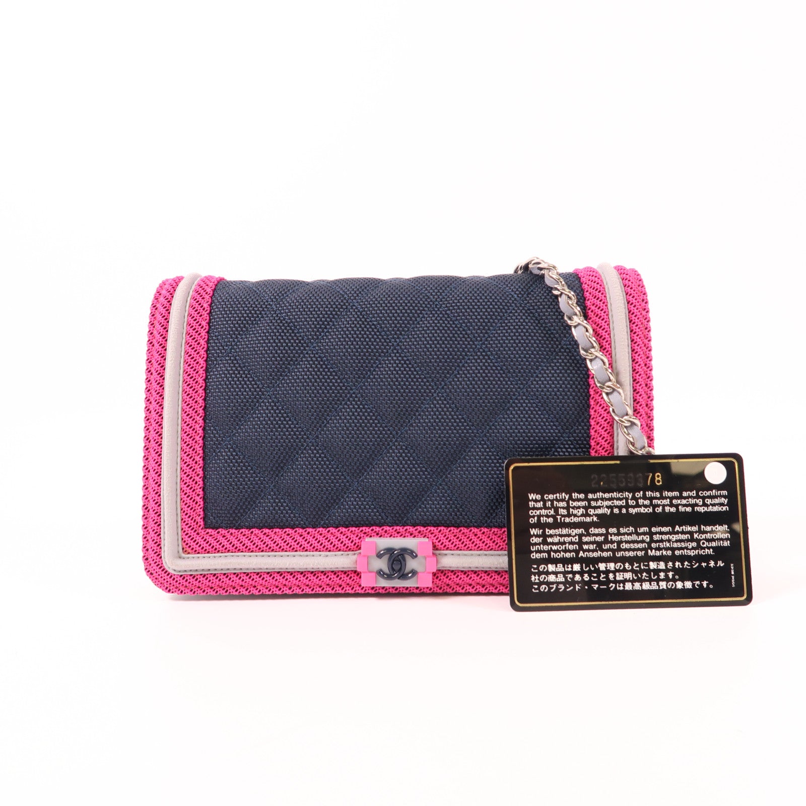 CHANEL 帆布/牛皮皮革WOC Wallet On Chain鏈帶肩背袋