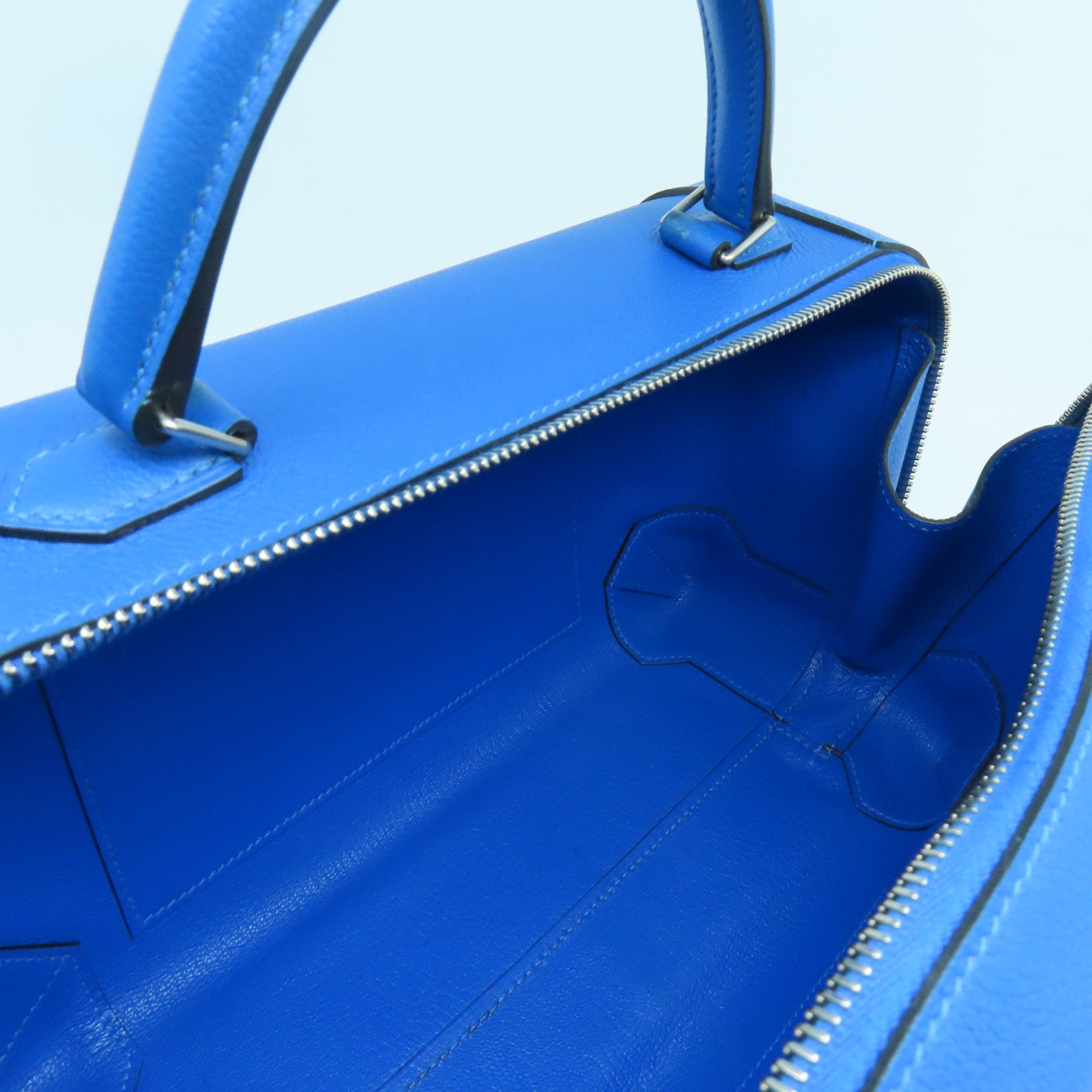 HERMES 【激減優惠】Evercolor皮革Maxibox 29銀扣手挽袋Bleu Paradise天堂藍色