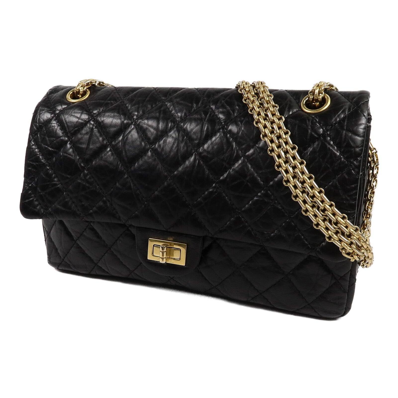 CHANEL 牛皮皮革2.55 Medium鏈帶肩背袋