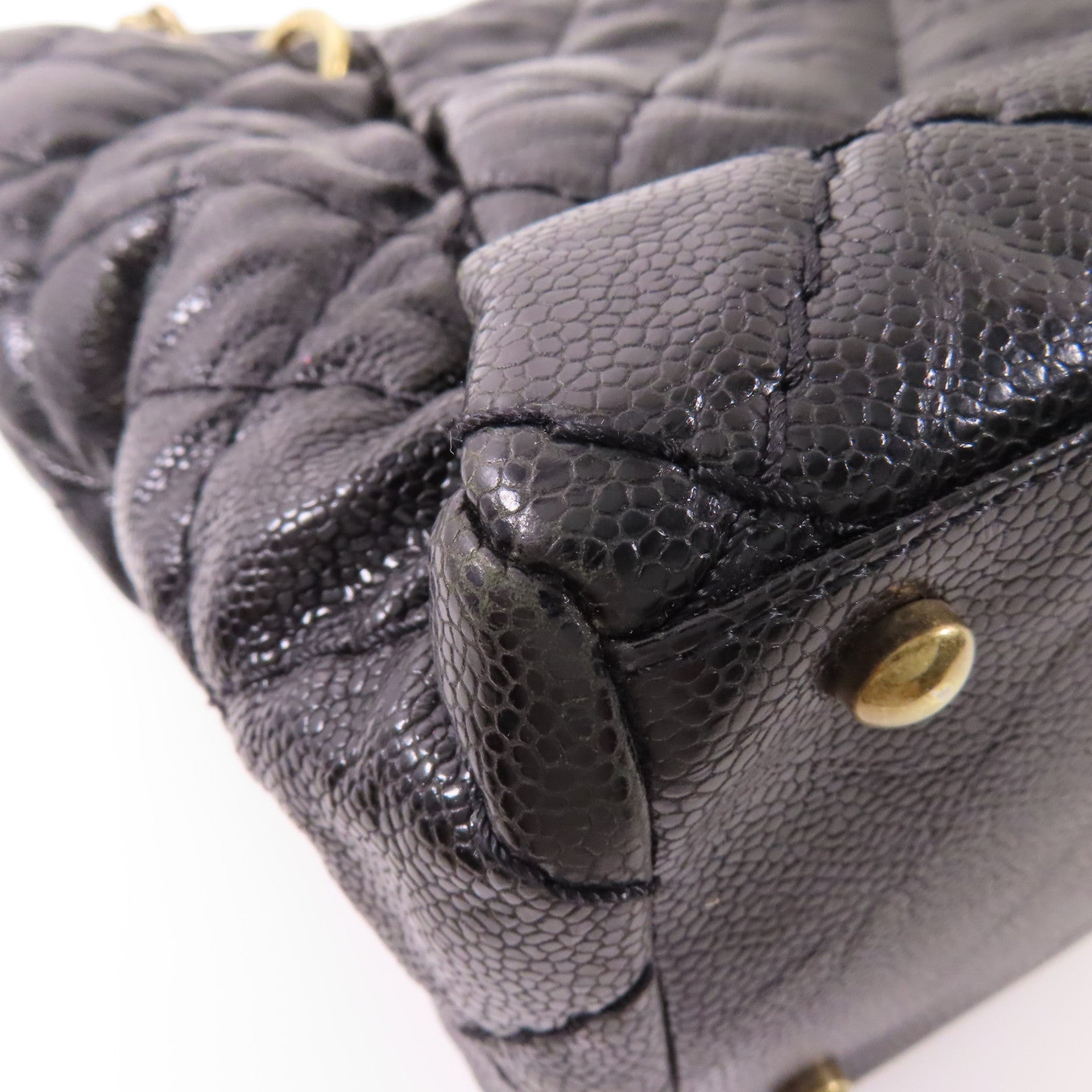 CHANEL 牛皮皮革Tote Bag金扣手挽袋