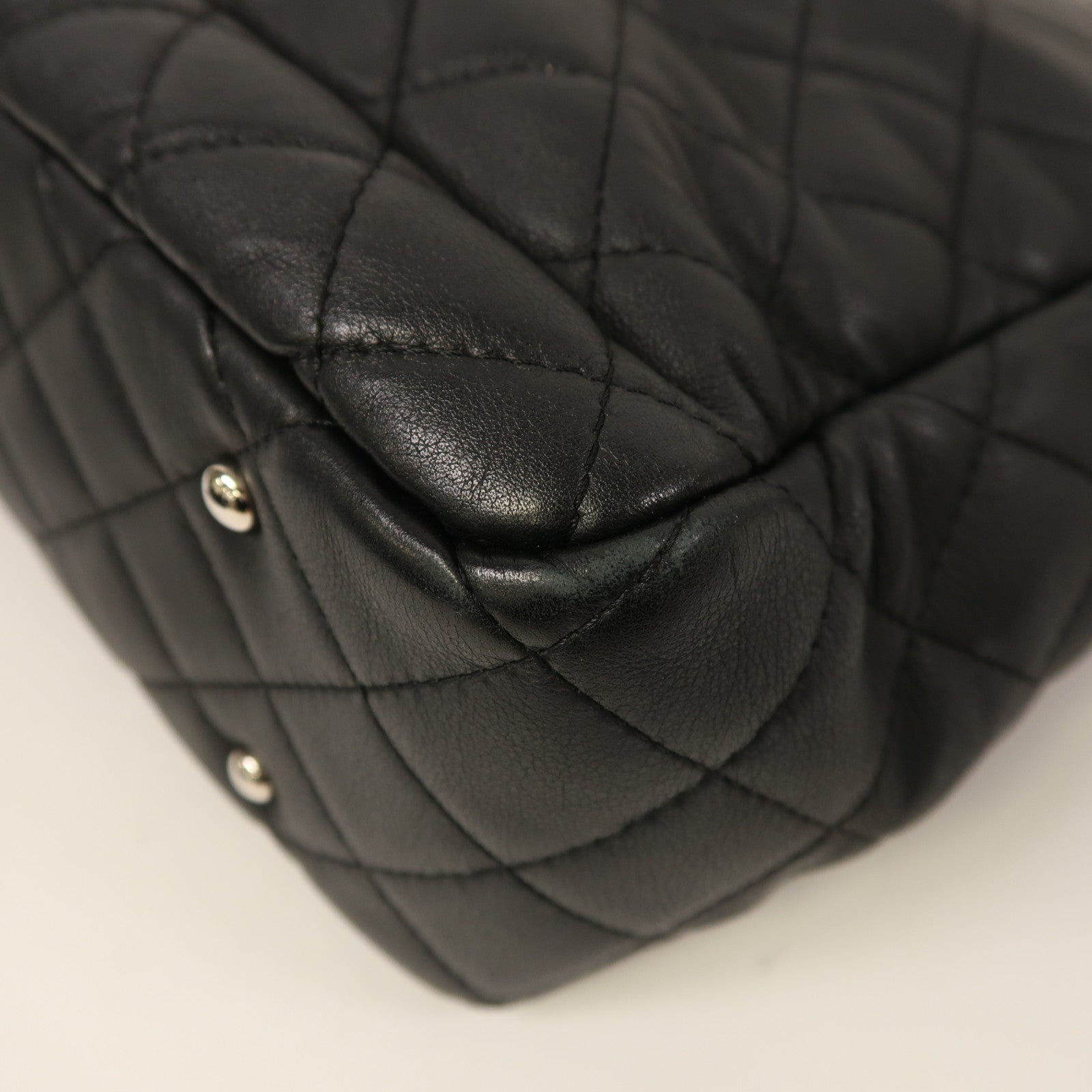 CHANEL 牛皮皮革2 Way Shoulder銀扣手挽肩背兩用袋黑色