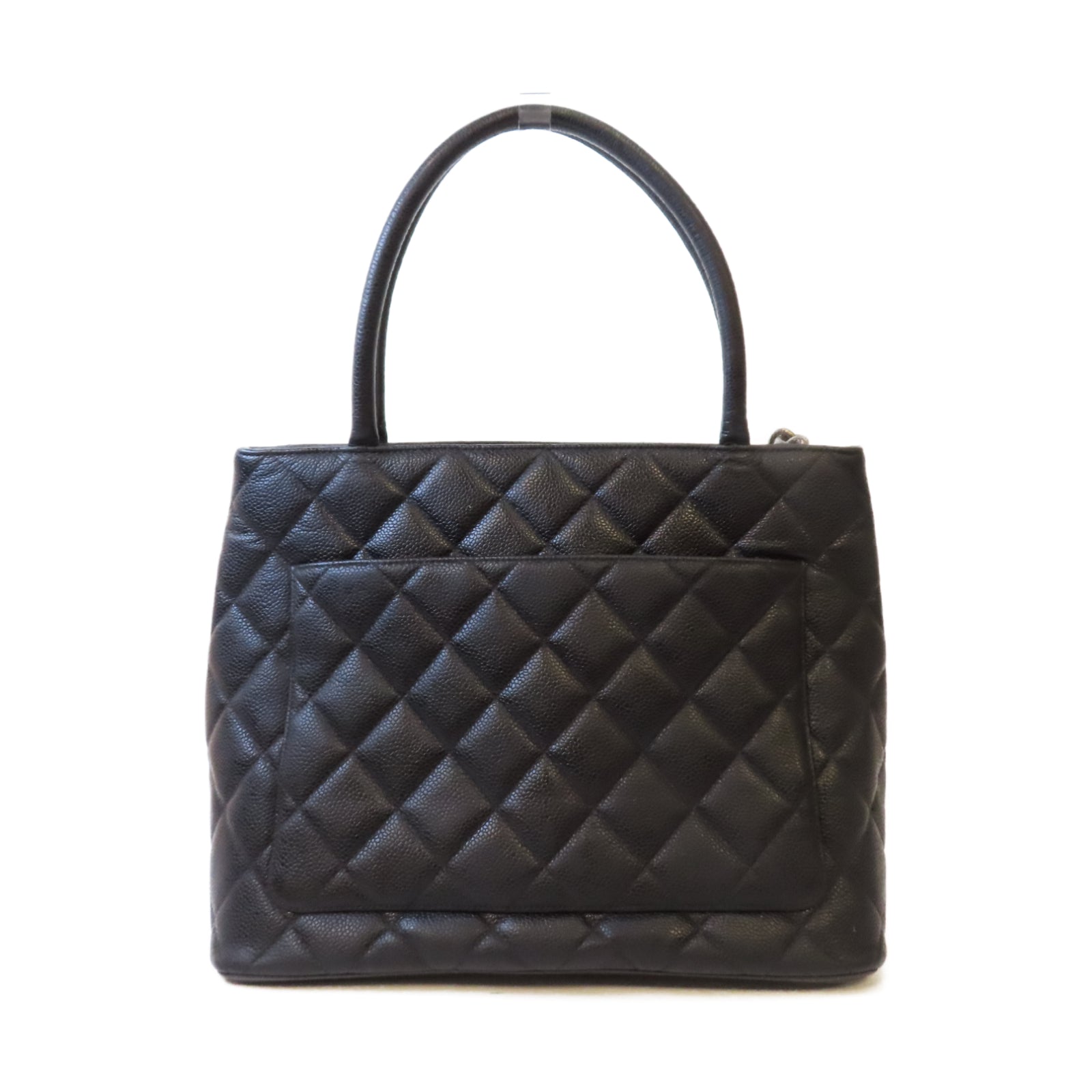 CHANEL 【激減優惠】菱格Caviar皮革Tote Bag銀扣肩背袋黑色