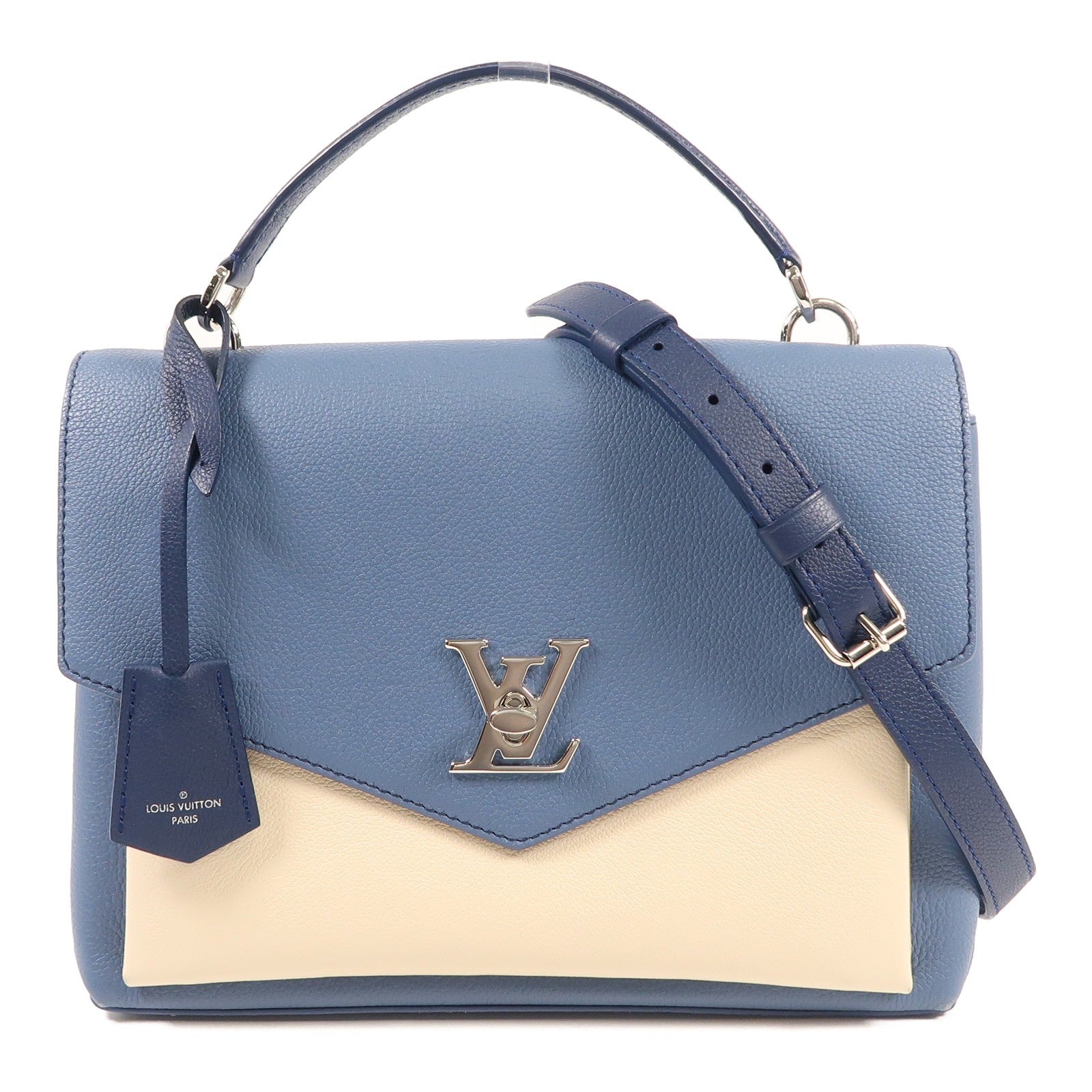 LOUIS VUITTON 牛皮皮革My Lockme銀扣手挽肩背兩用袋