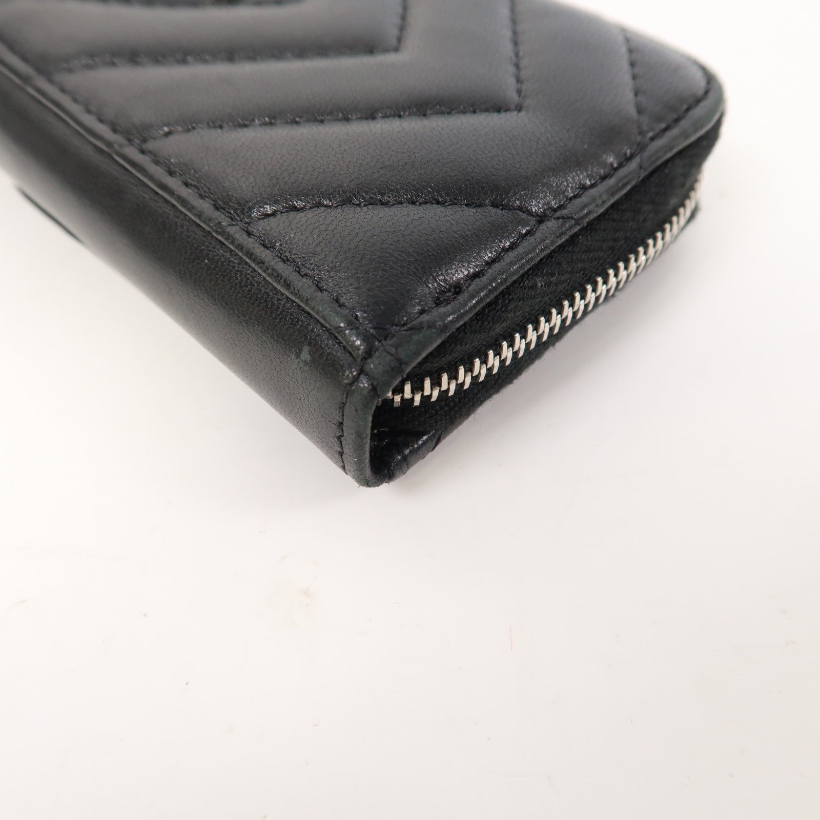 CHANEL 【激減優惠】斜紋羊皮皮革Card Case卡銀扣片套黑色