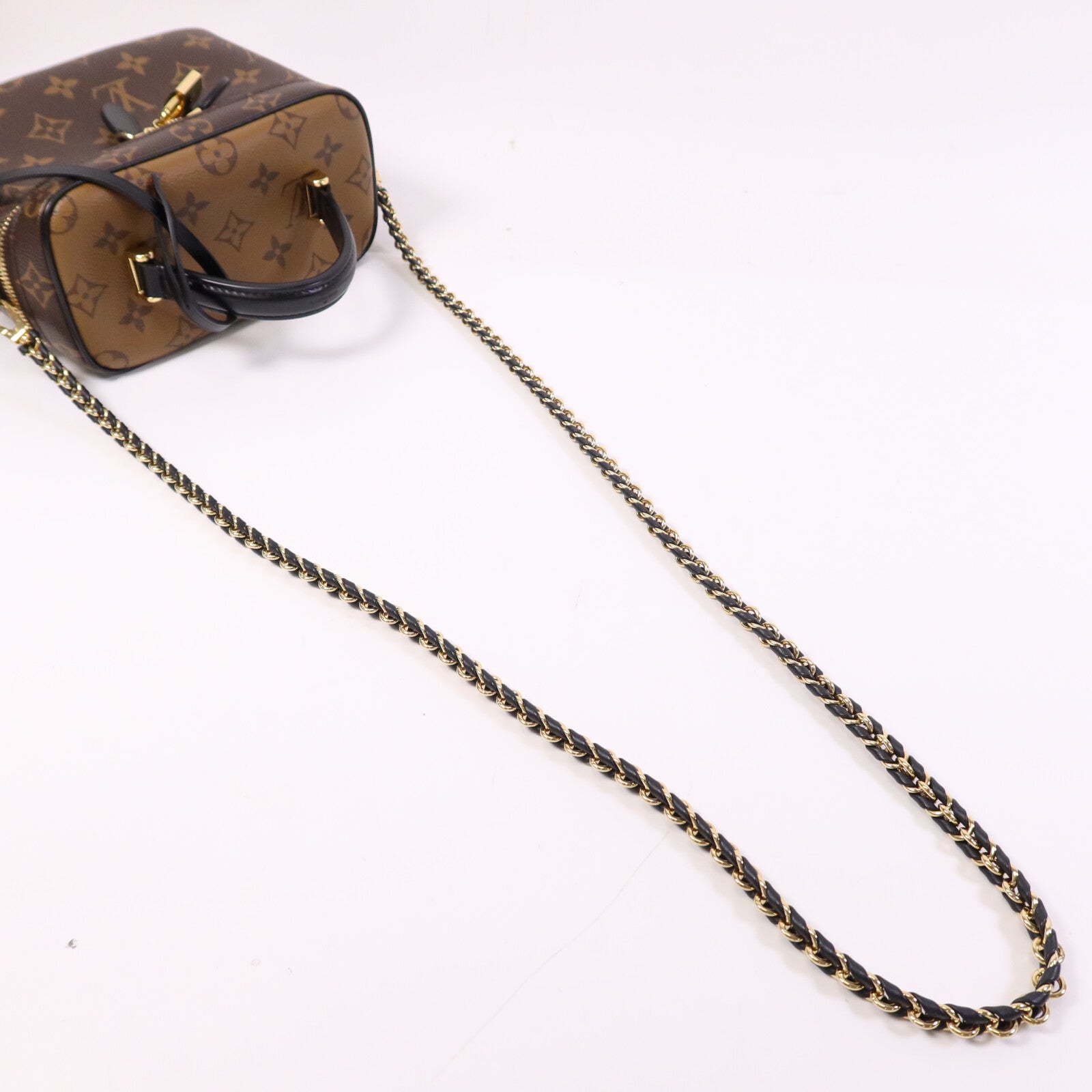 LOUIS VUITTON Monogram Reverse Vanity PM金扣手挽肩背兩用袋棕色