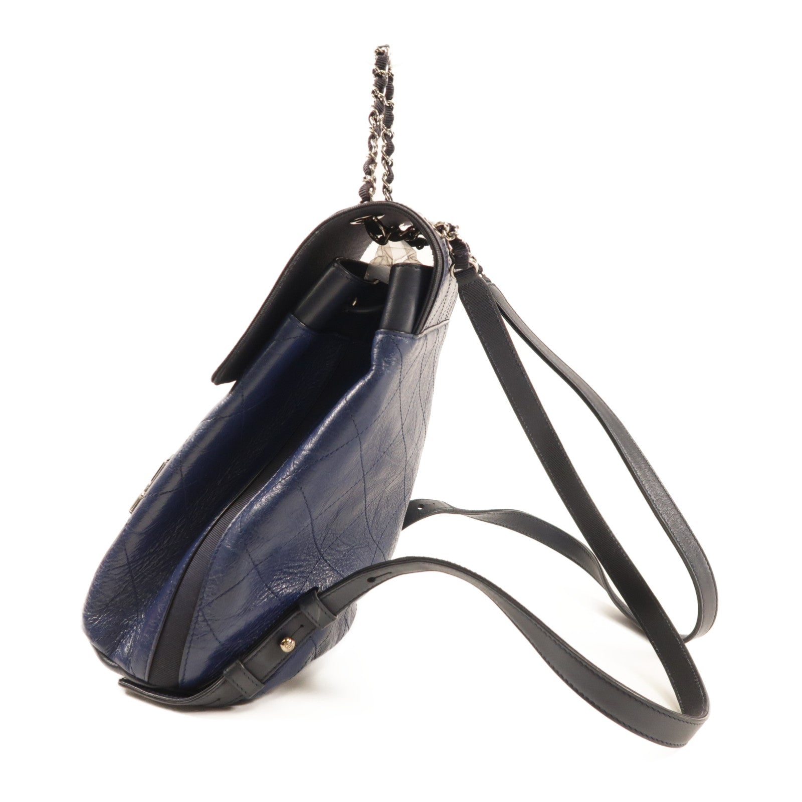 CHANEL 牛皮皮革Backpack銀扣背包