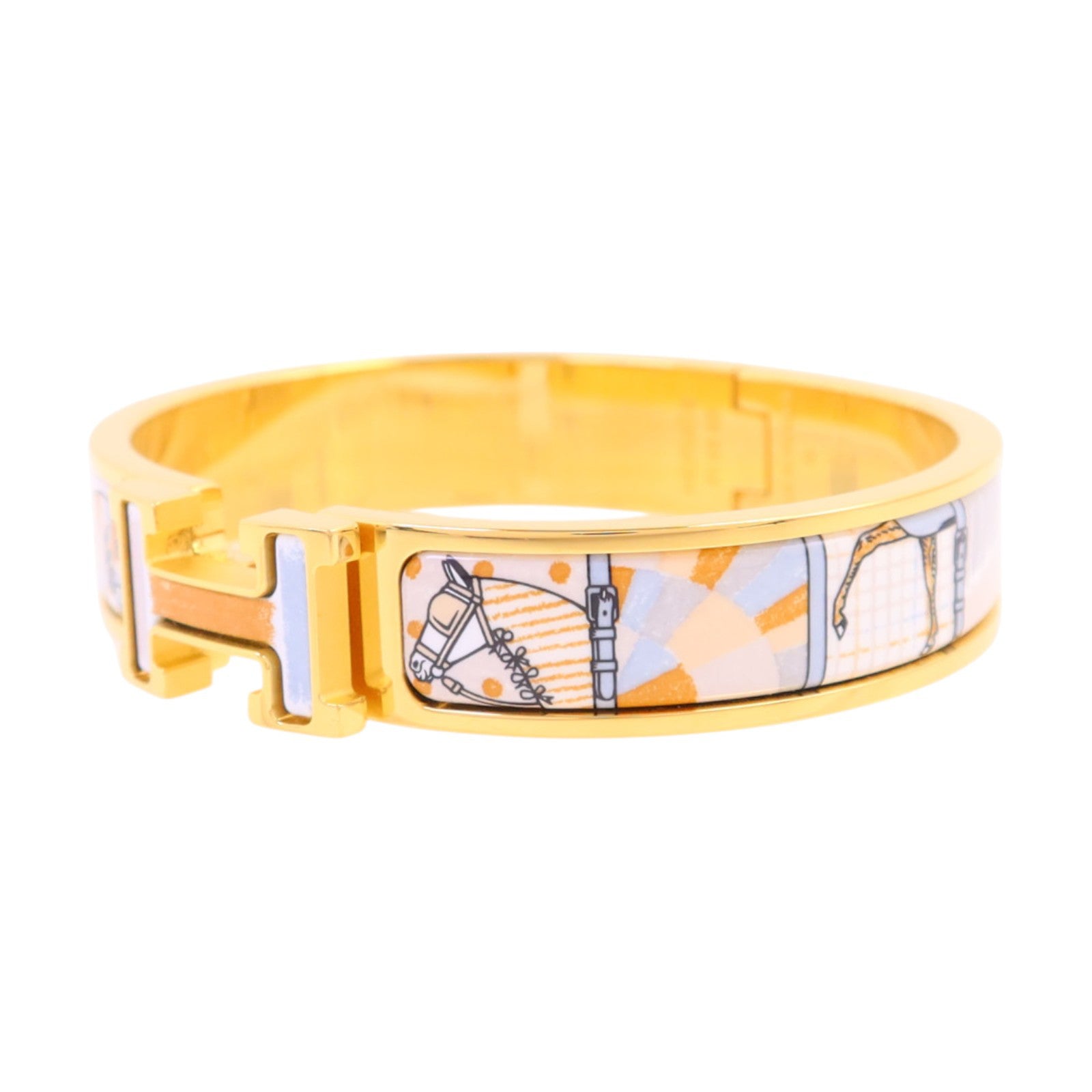 HERMES 金屬/琺瑯Armreif Clic H Bracelet金扣手鏈