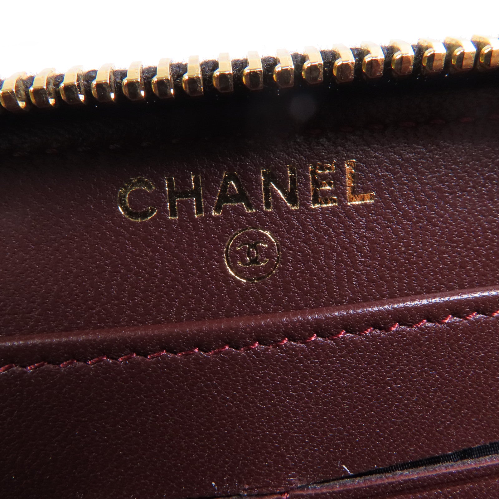 CHANEL 羊皮皮革Long Wallet金扣長錢包