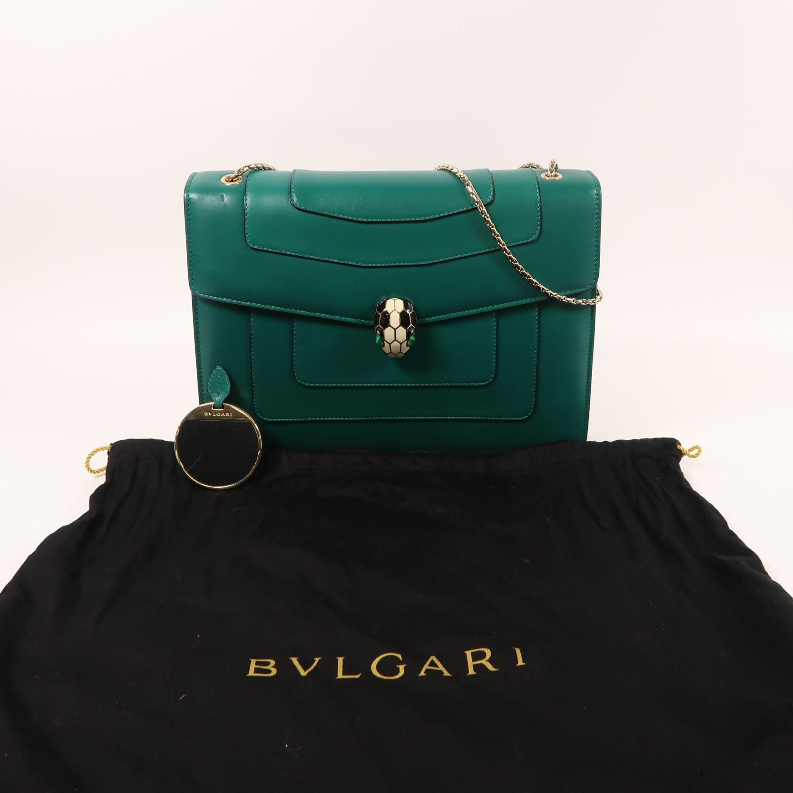 BVLGARI 牛皮皮革Serpenti Forever金扣鏈帶肩背袋