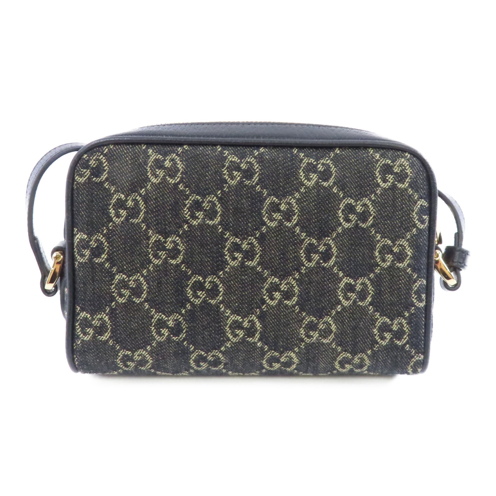 GUCCI 帆布GG Superme Mini金扣肩背袋黑色
