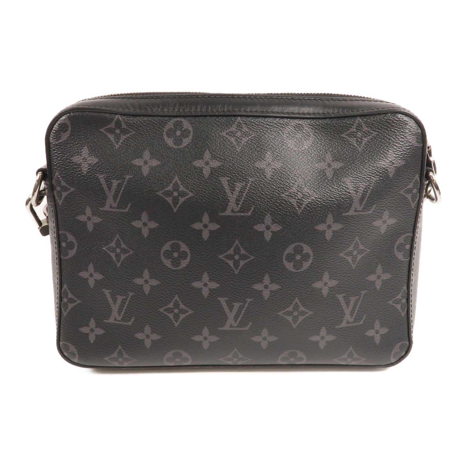 LOUIS VUITTON Monogram Eclipse Reverse Trio Messenger銀扣肩背袋灰色