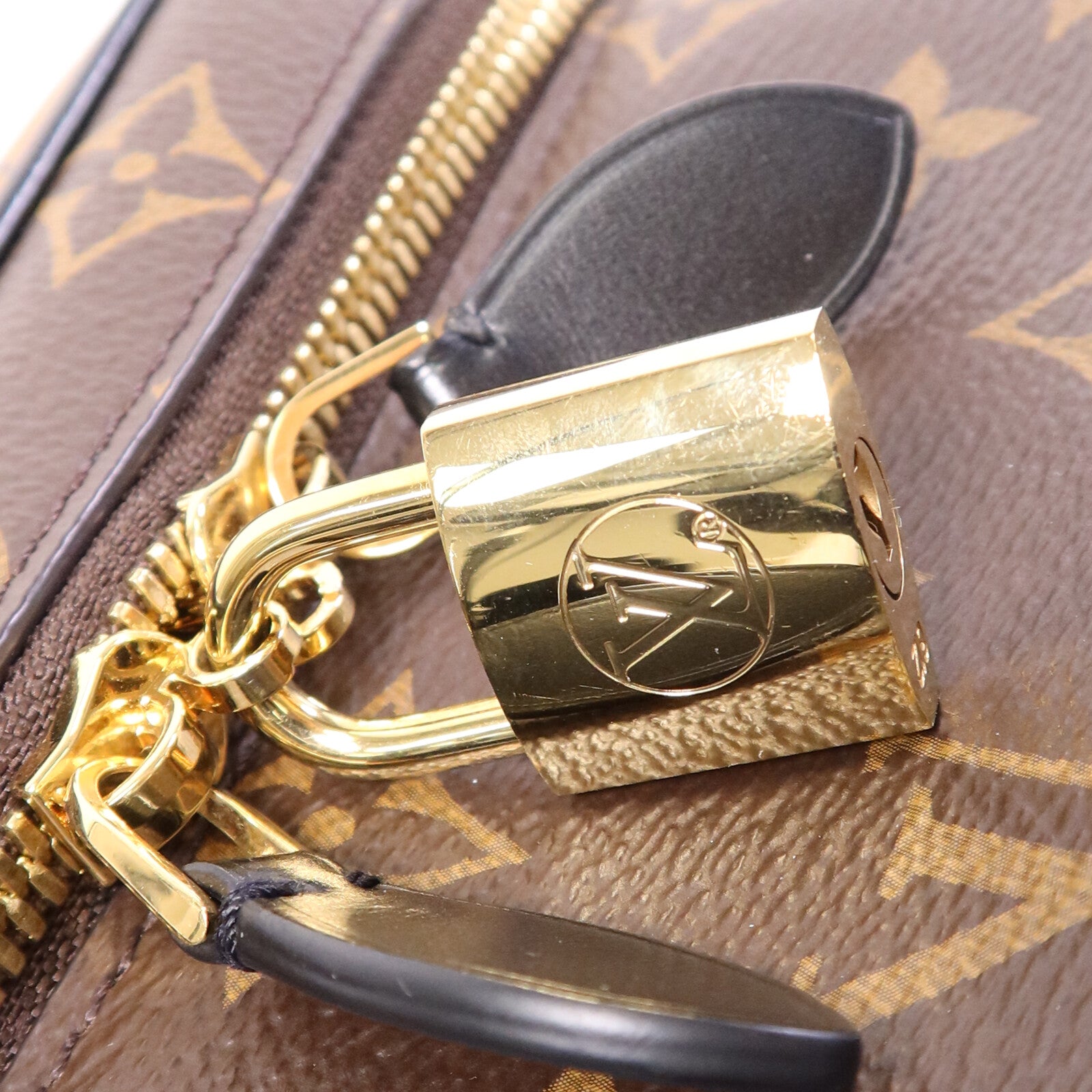 LOUIS VUITTON Monogram Reverse Vanity PM金扣手挽肩背兩用袋棕色