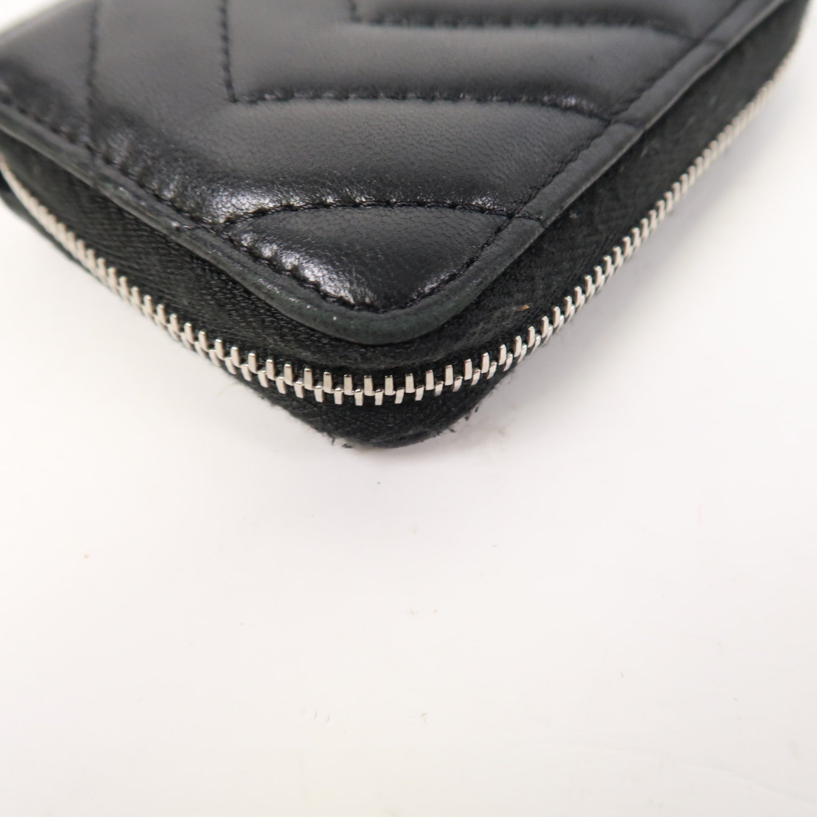 CHANEL 【激減優惠】斜紋羊皮皮革Card Case卡銀扣片套黑色