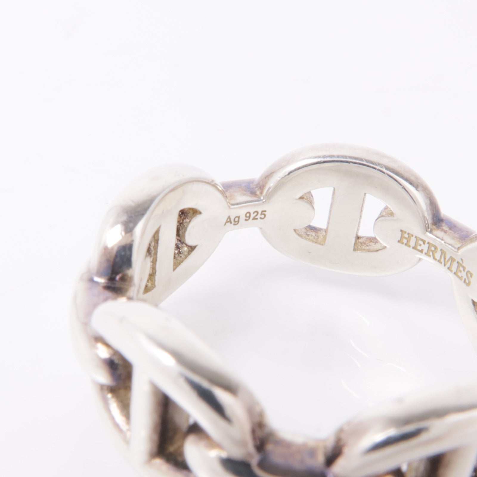 HERMES 925純銀Chaine d'ancre Enchainee ring戒指Hermes#50/US#5.25